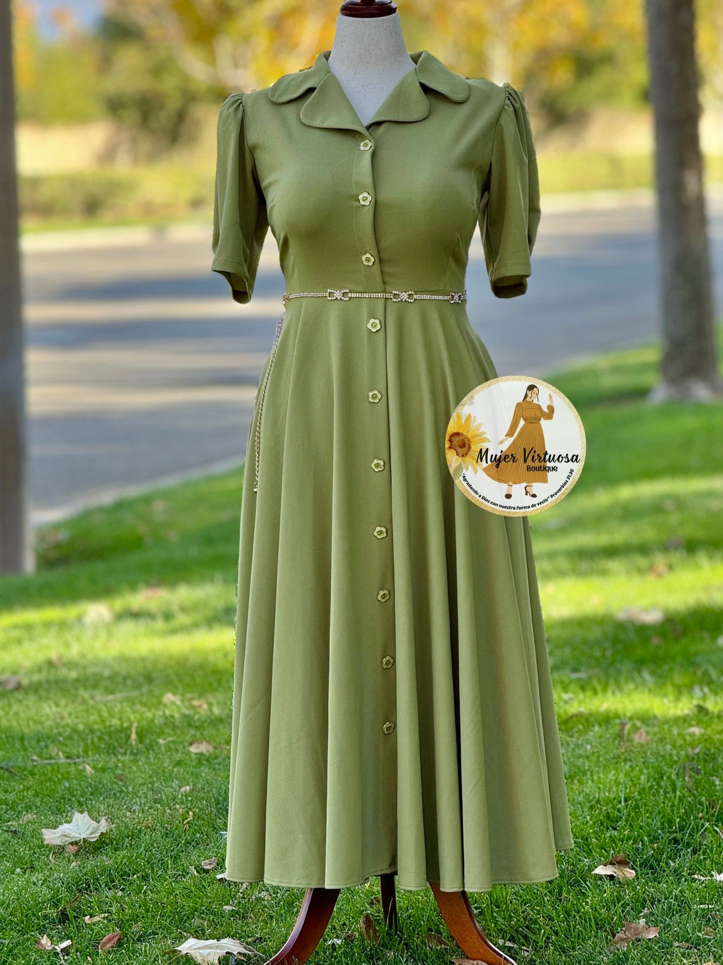 Jimena Avocado Green Dress