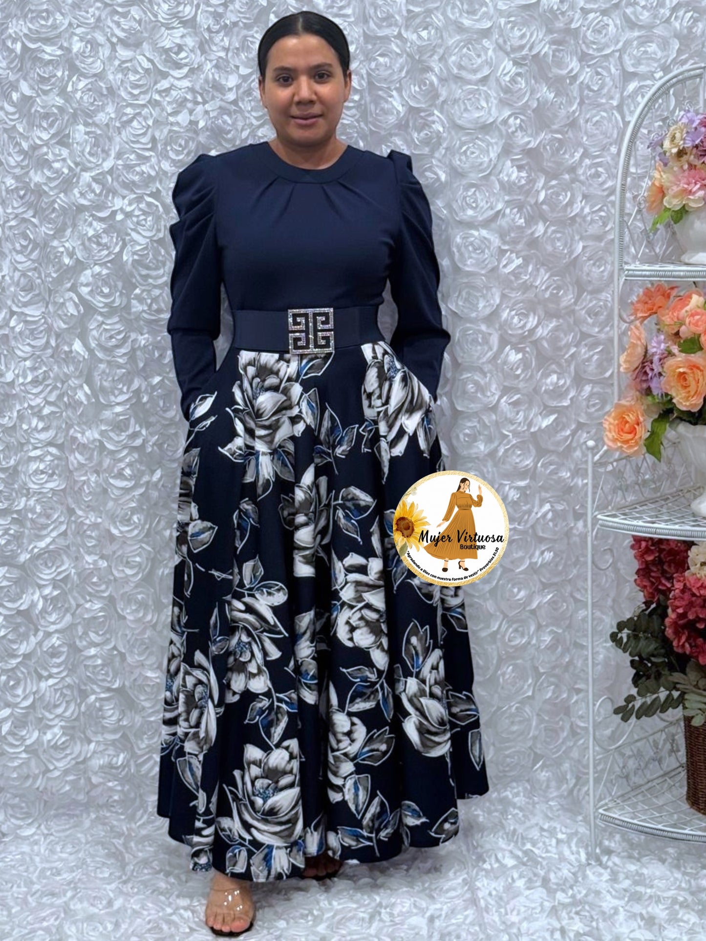 Eloisa Navy Blue Floral Dress