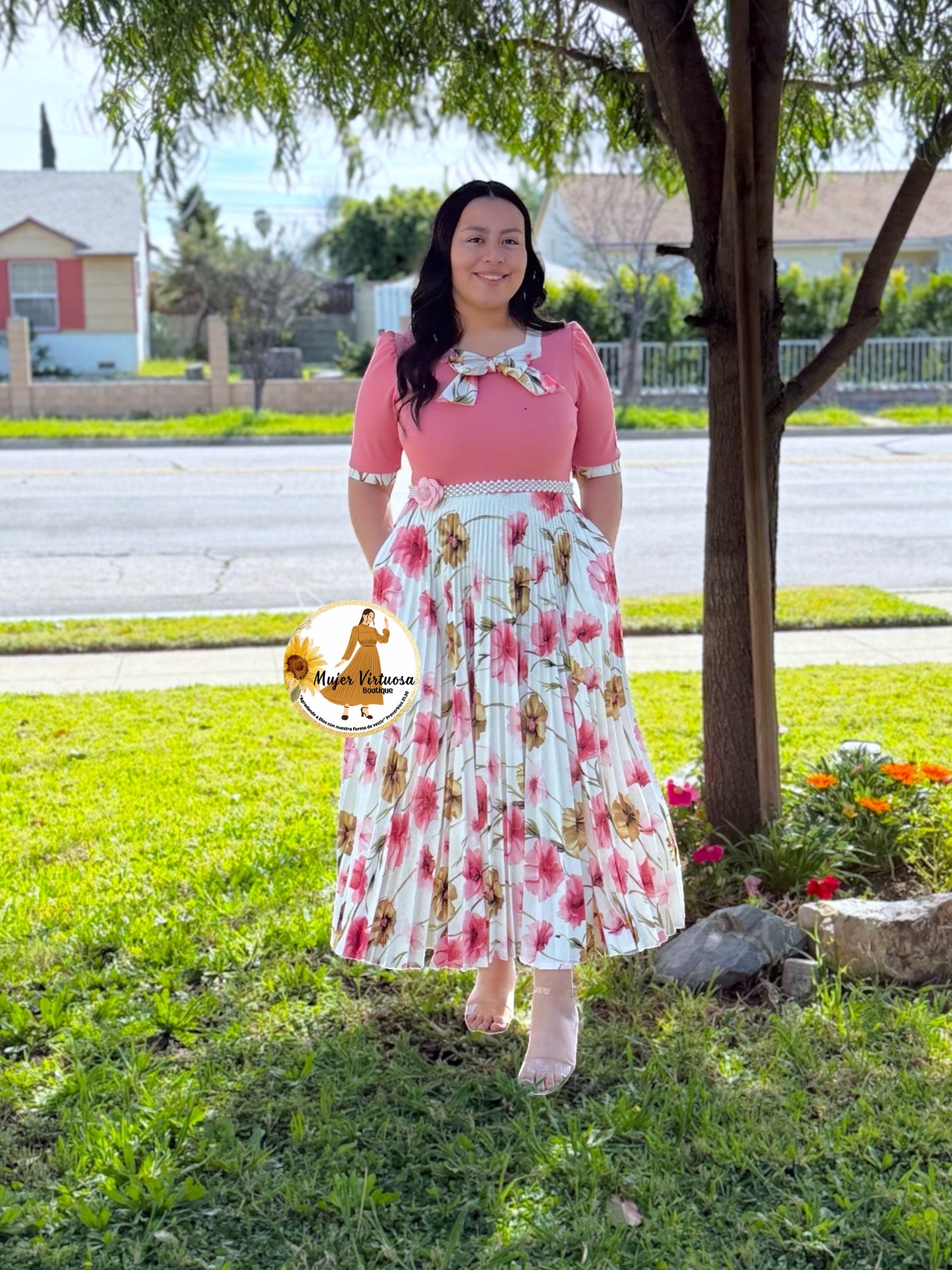 Madelyn Pink & White Dress