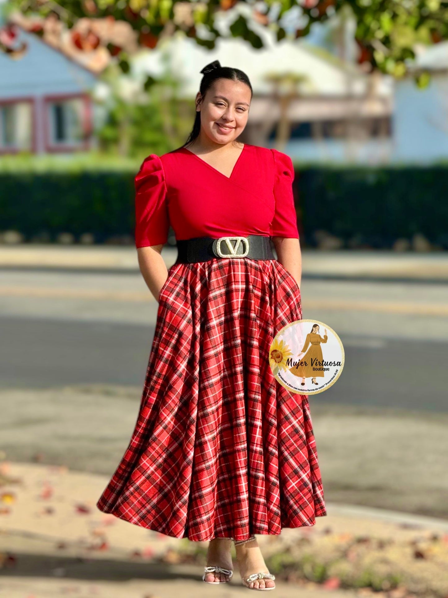 Susan Red Plaid Dress