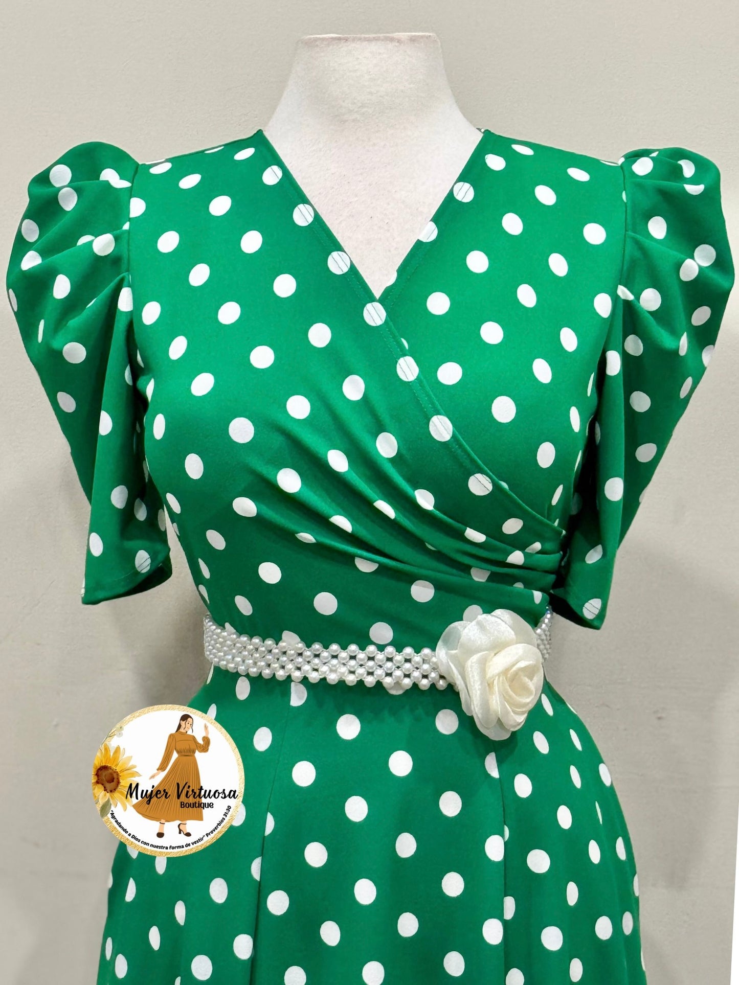 Green Polka Dot Midi Dress