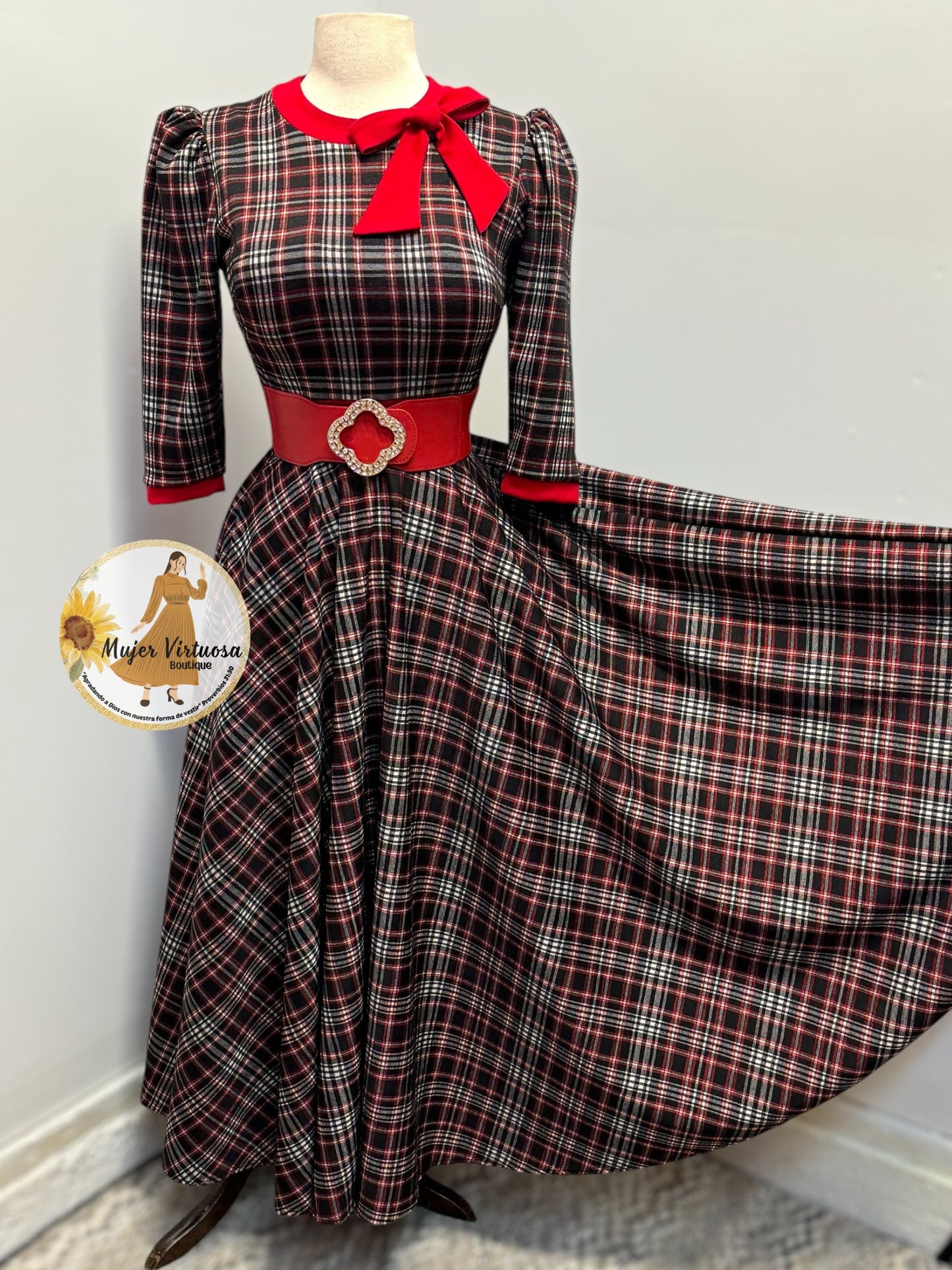 Juliette Red & Black Plaid Dress