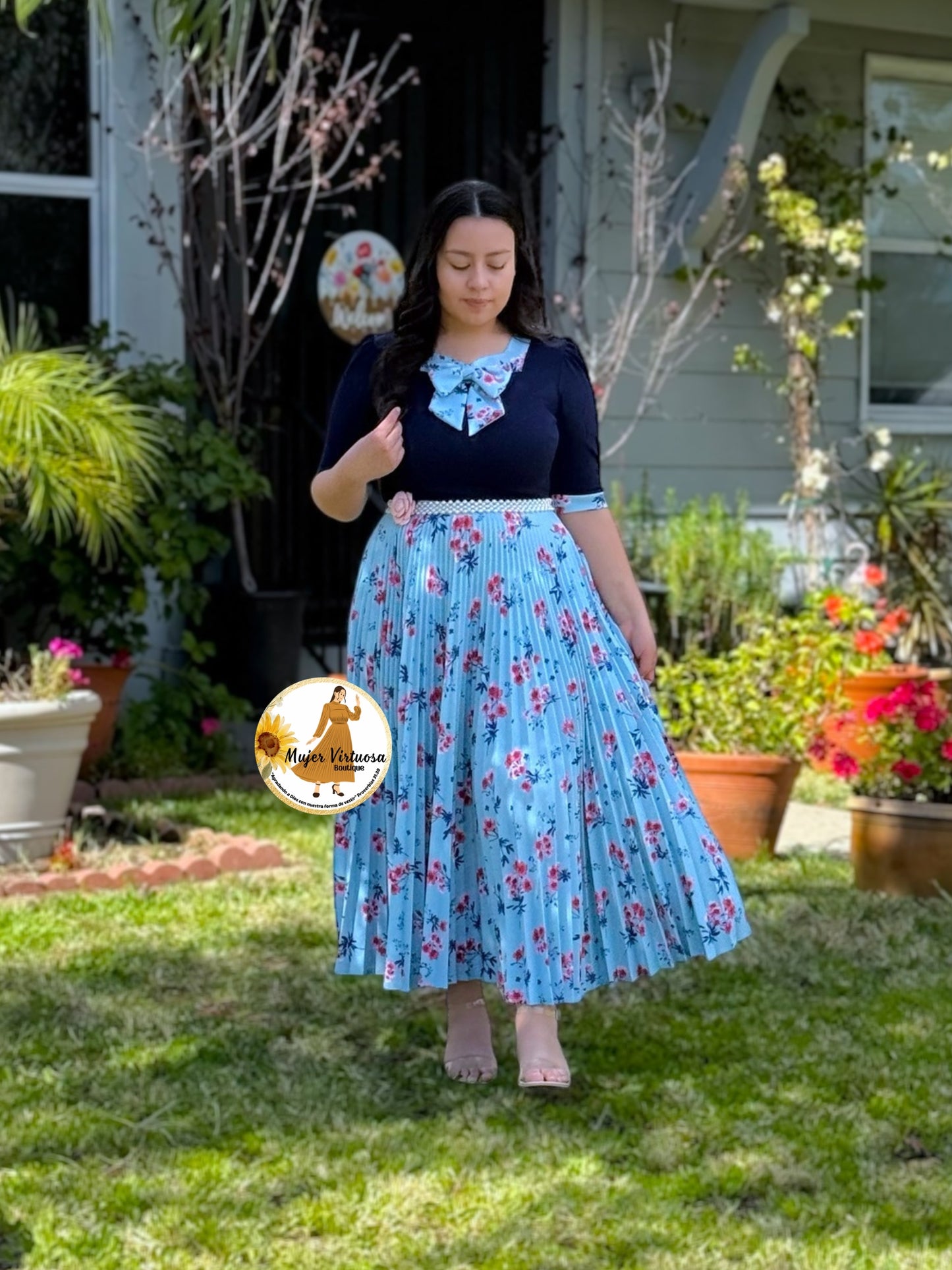 Madelyn Navy & Sky Blue Dress