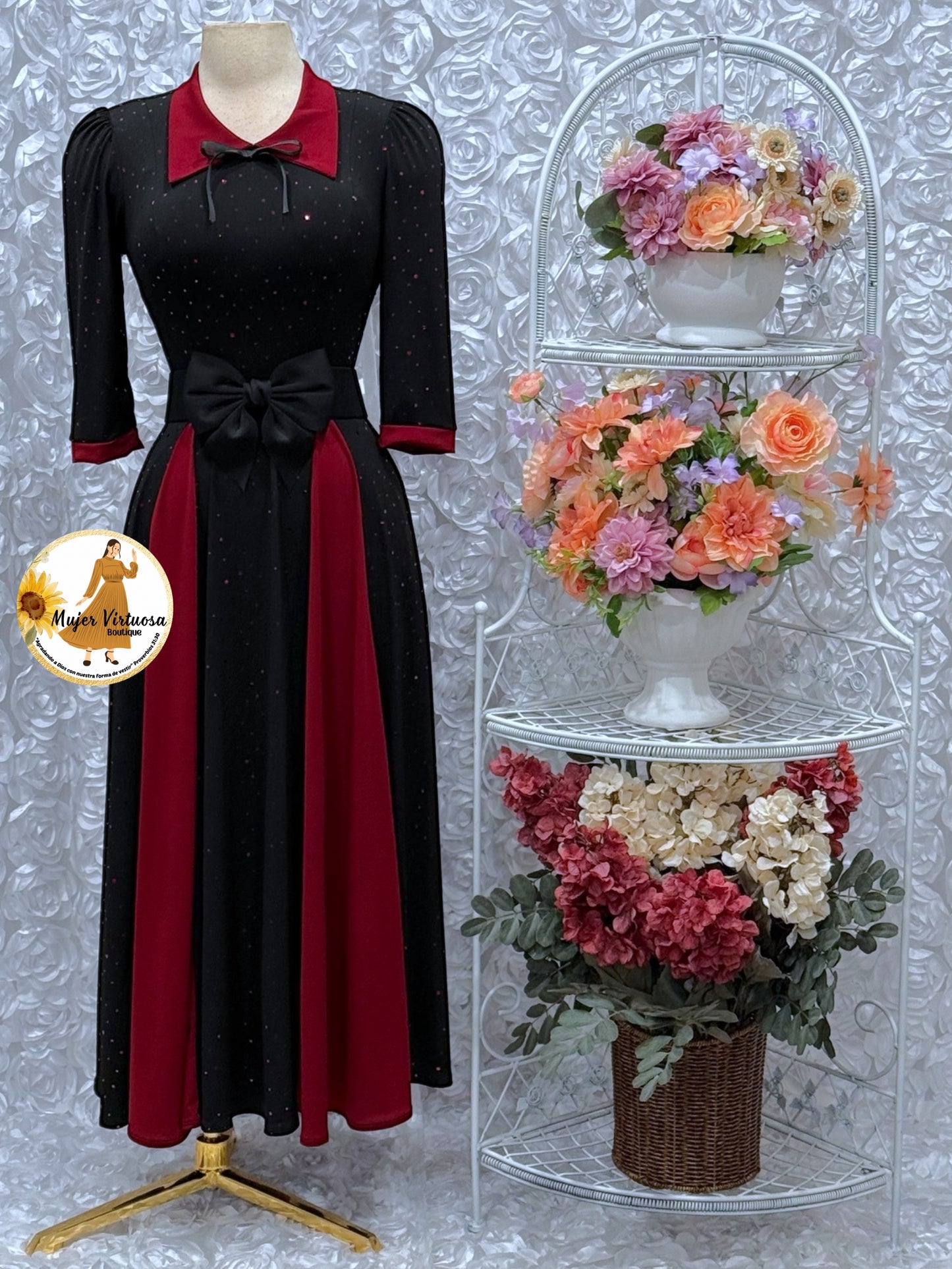 Victoria Burgundy & Black Sequin Dress