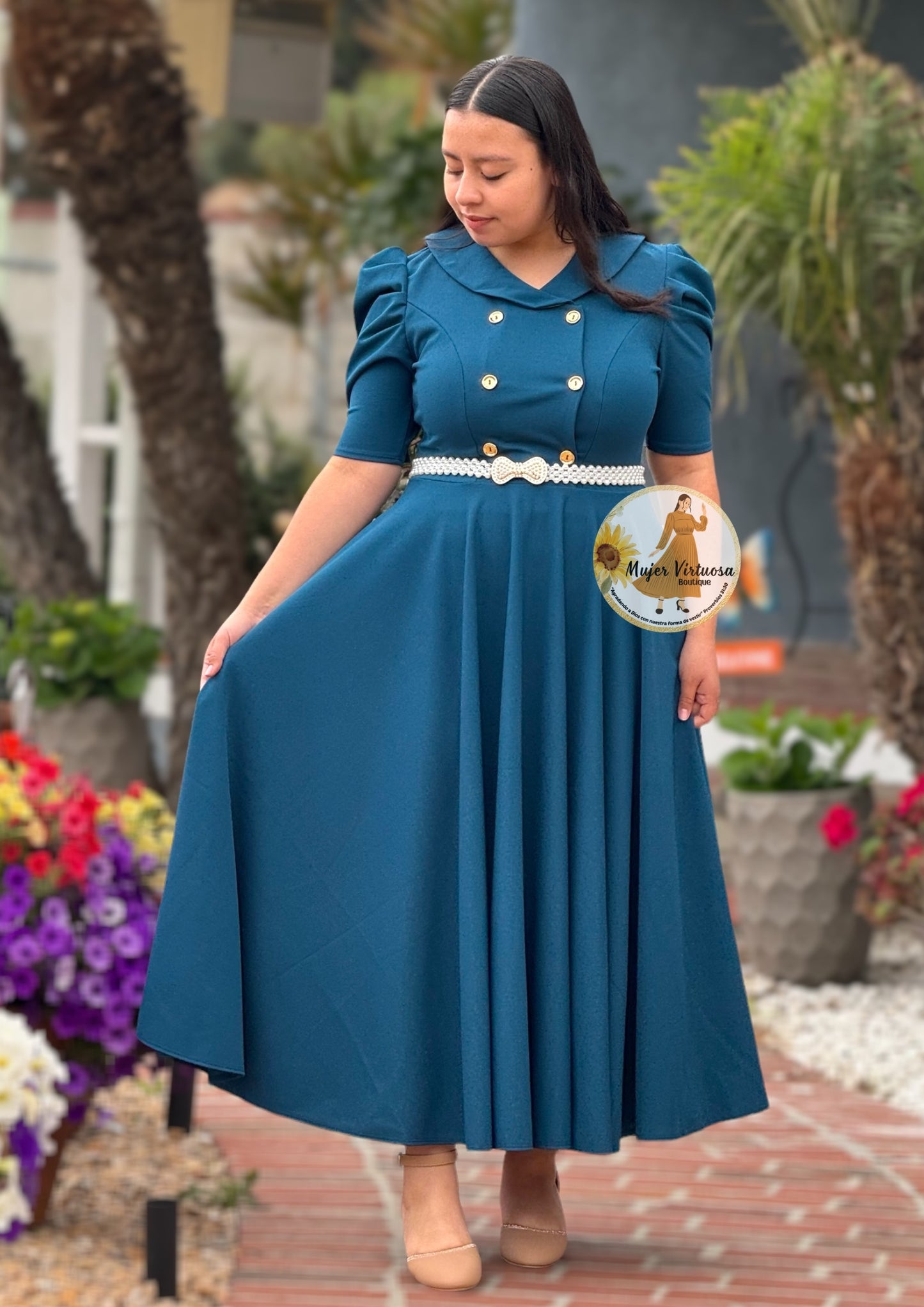 Dorothy Teal Vintage Dress