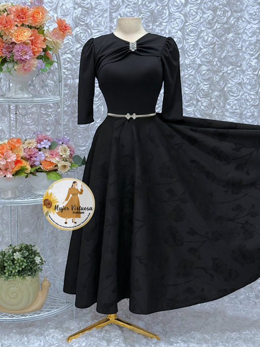 Rosalie Black Floral Dress