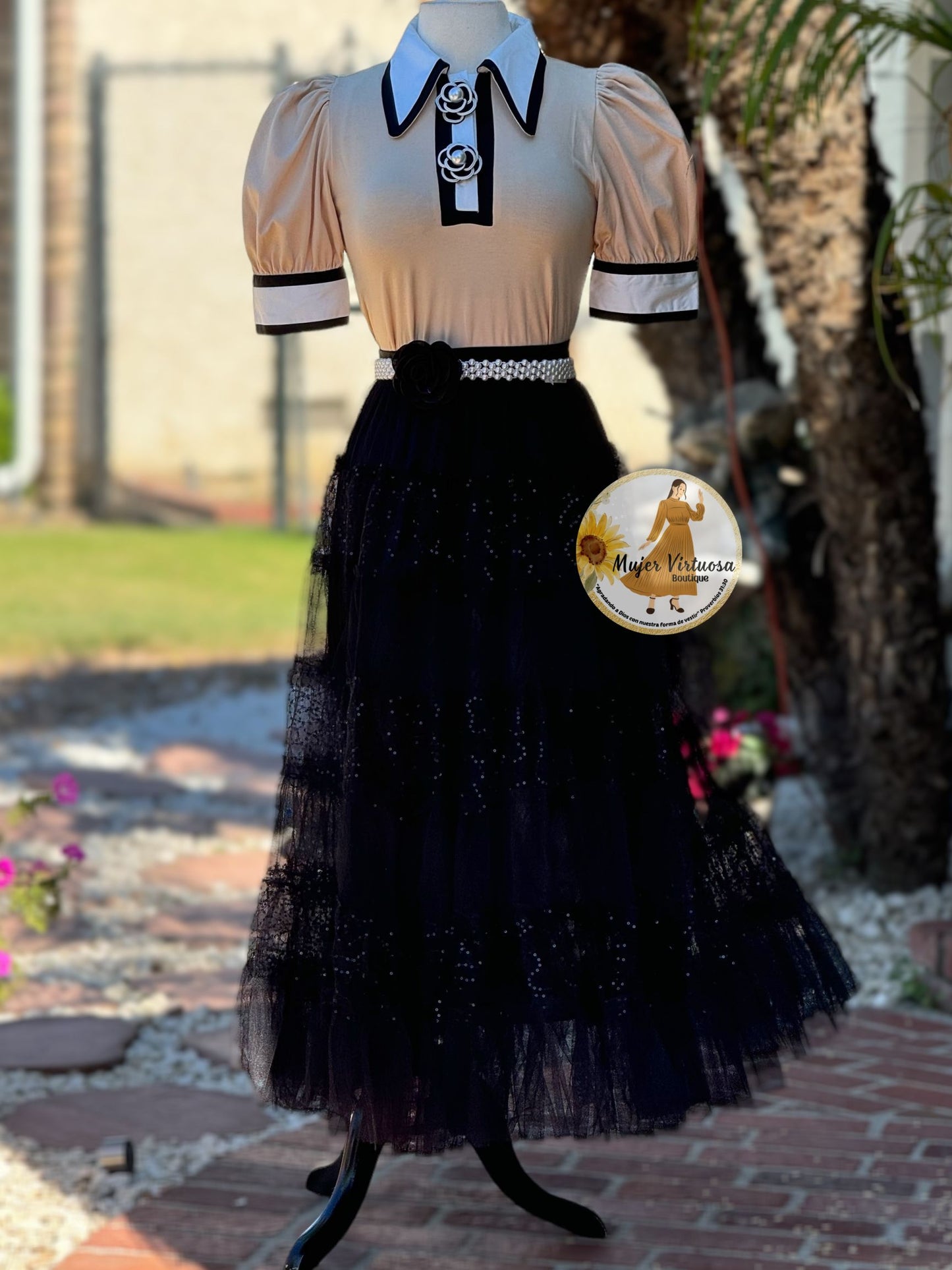 Sequined Black Tulle Skirt