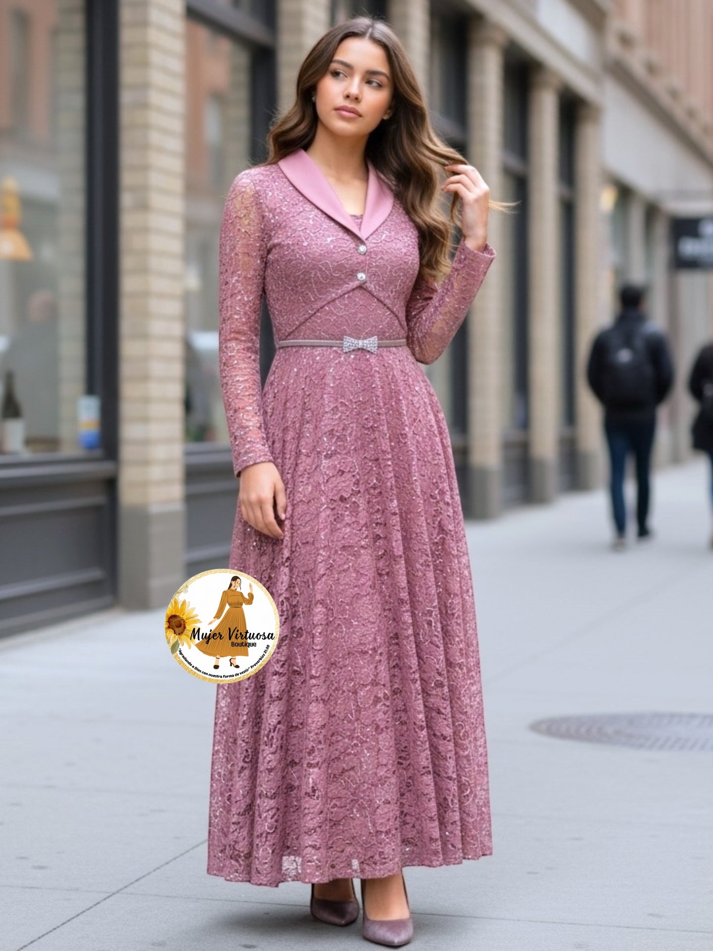 Sully Mauve Lace Blazer Dress