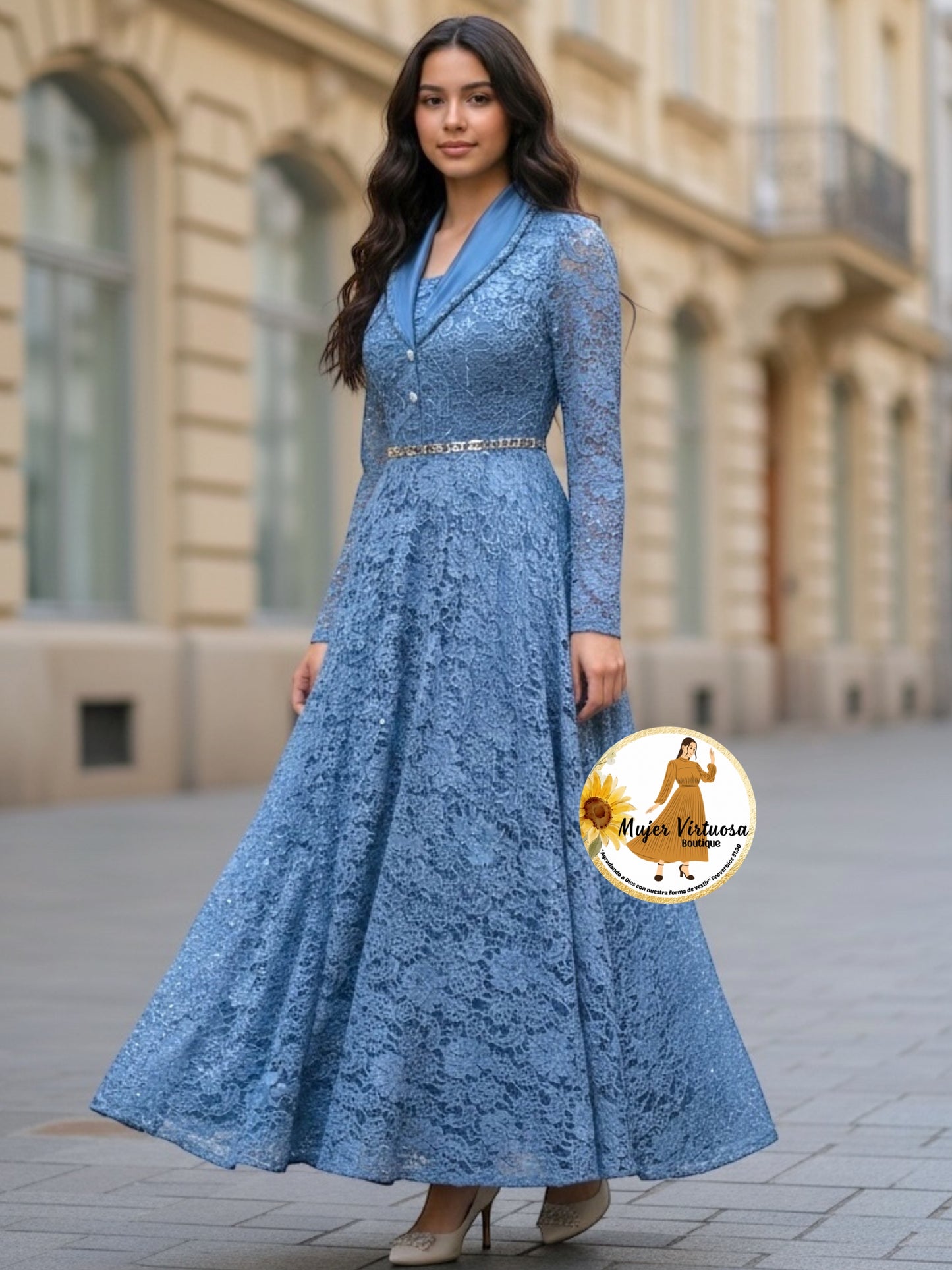 Sully Blue Lace Blazer Dress