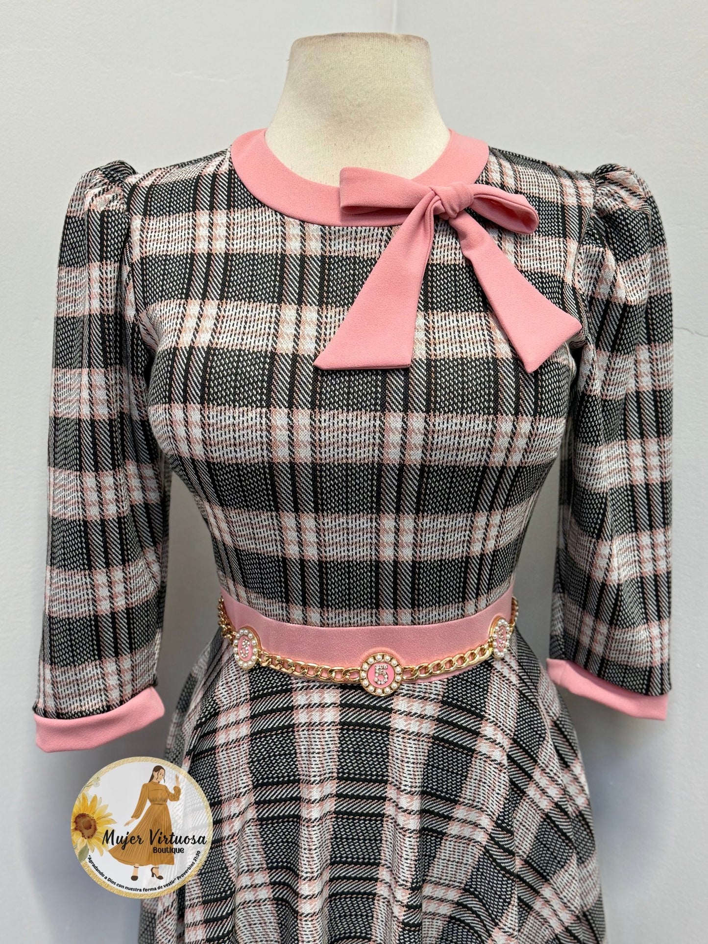 Juliette Pink Plaid Retro Dress