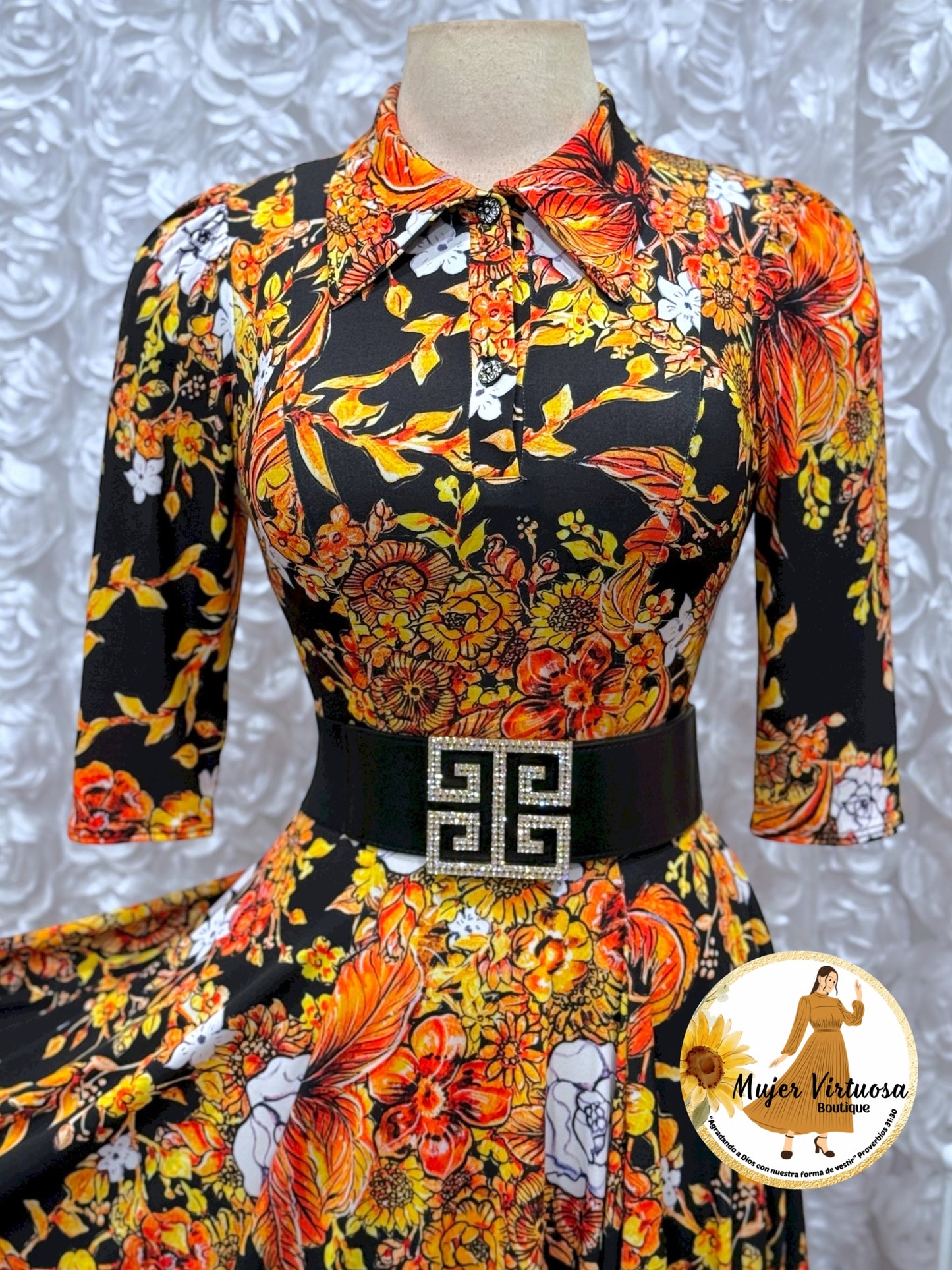 Minerva Black & Autumn Colors Dress