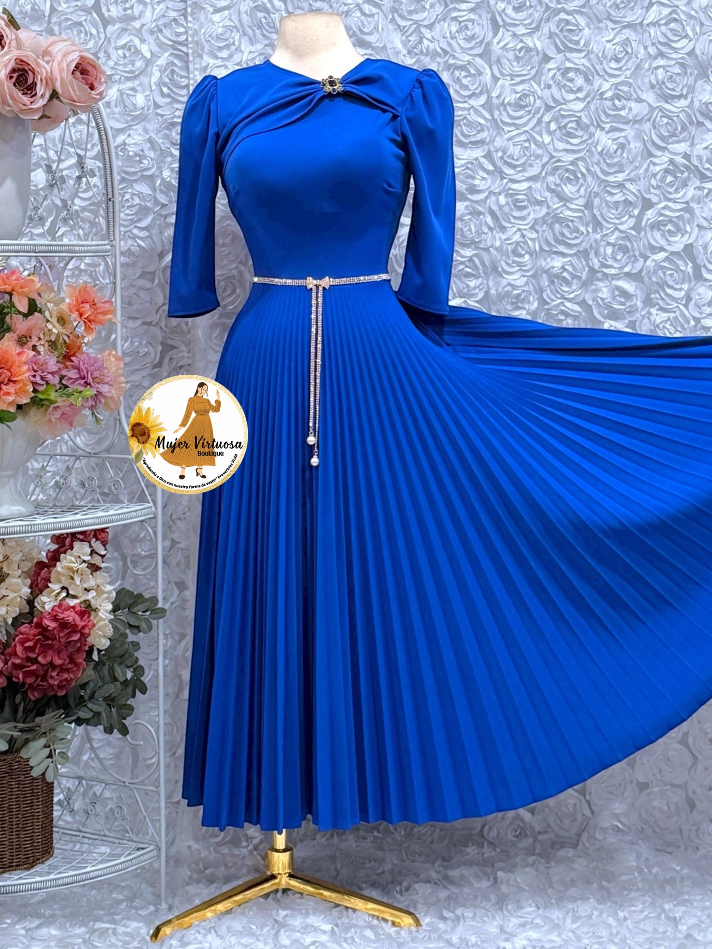 Rosalie Royal Blue Pleated Dress
