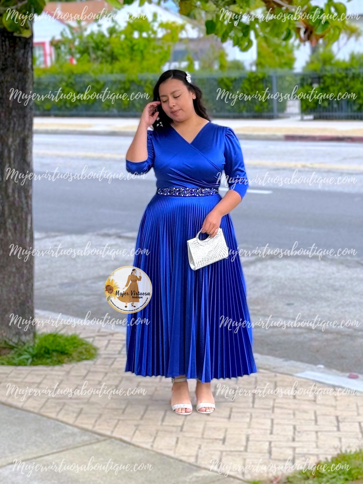 Celine Royal Blue Satin Dress