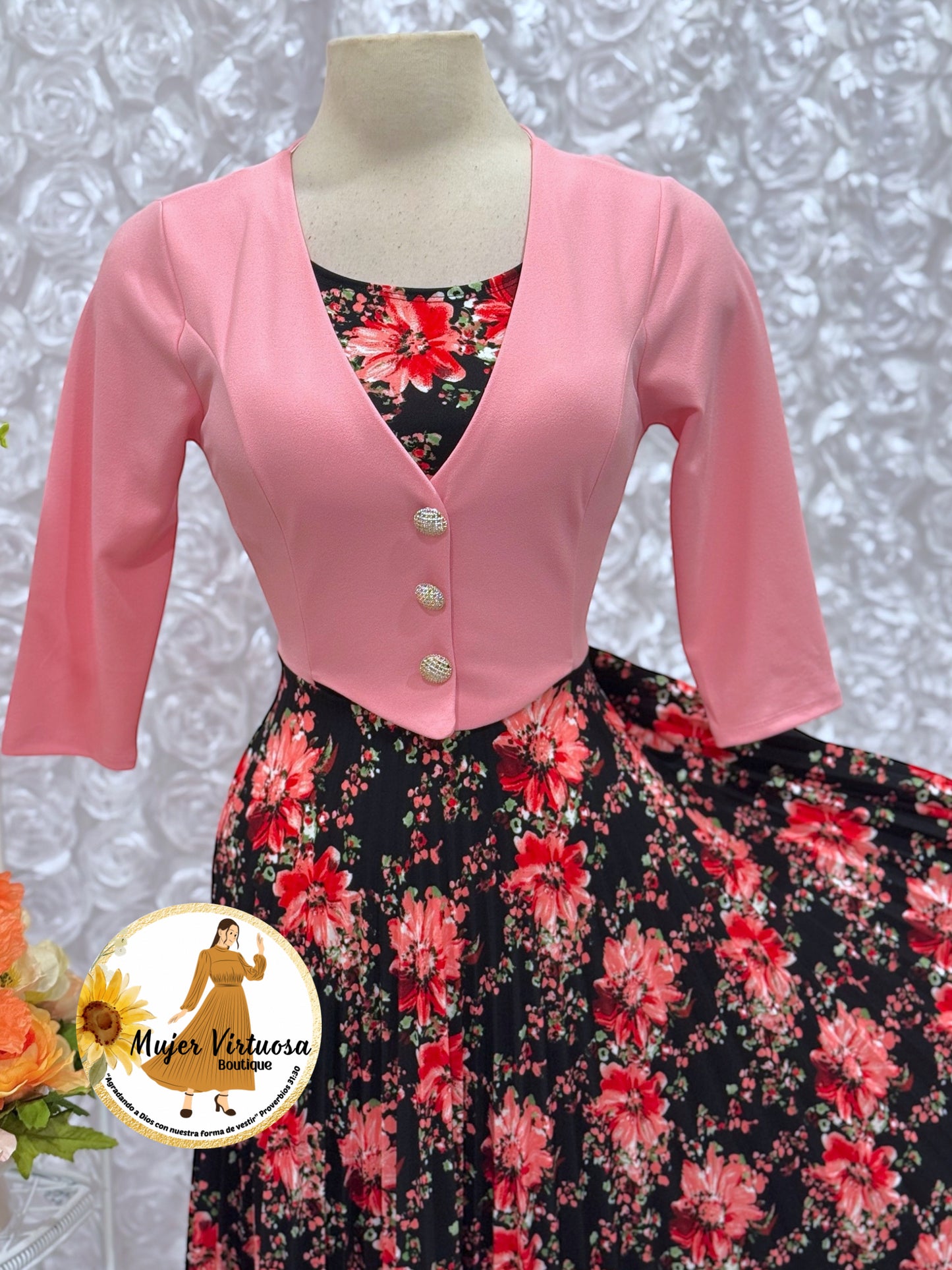 Maggie Pink/Black Blazer Dress