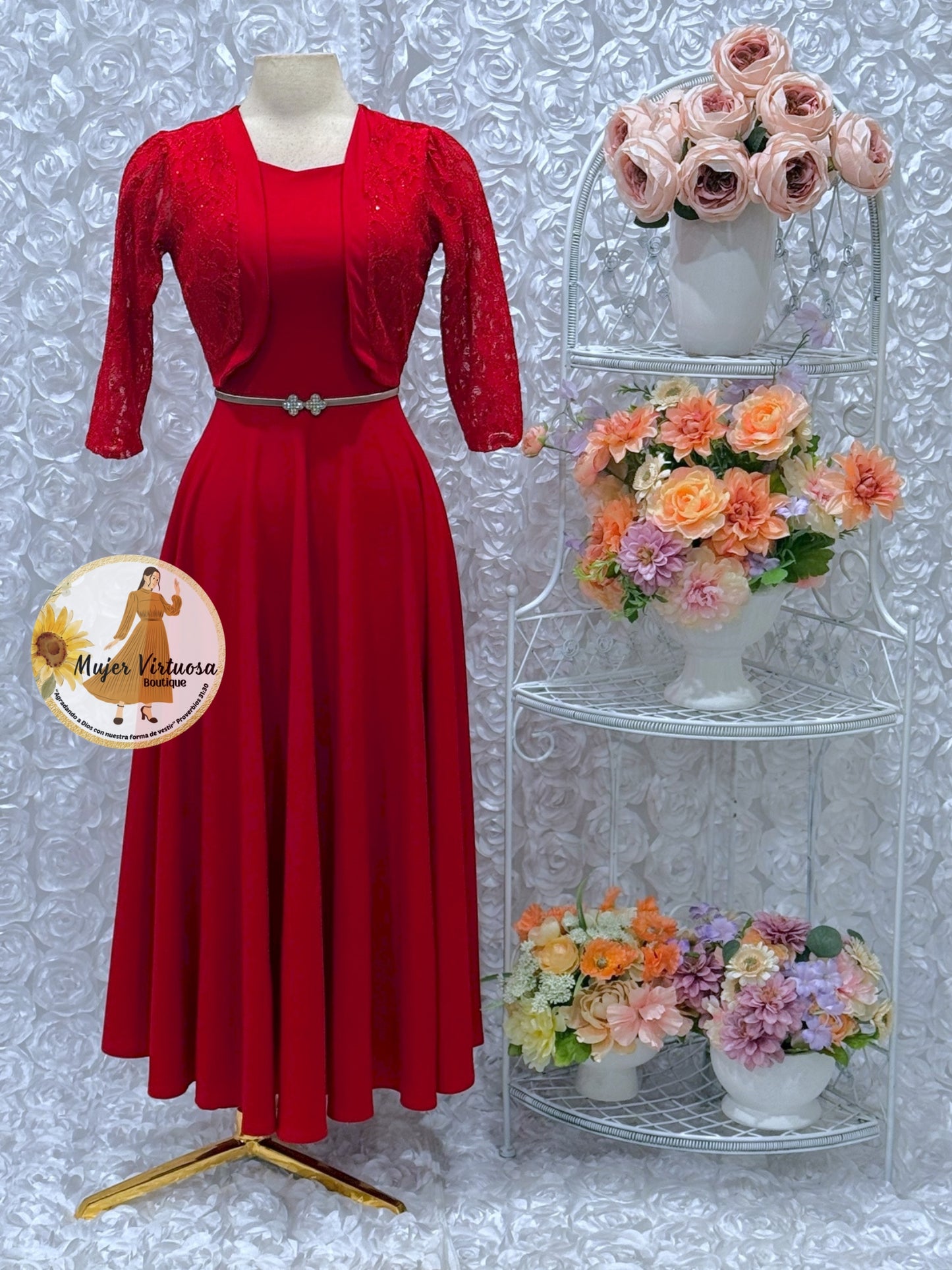Emma Red Lace Blazer Dress