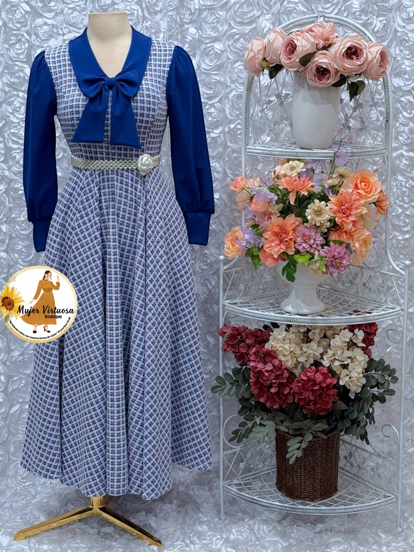 Adara Royal Blue Tweed Dress