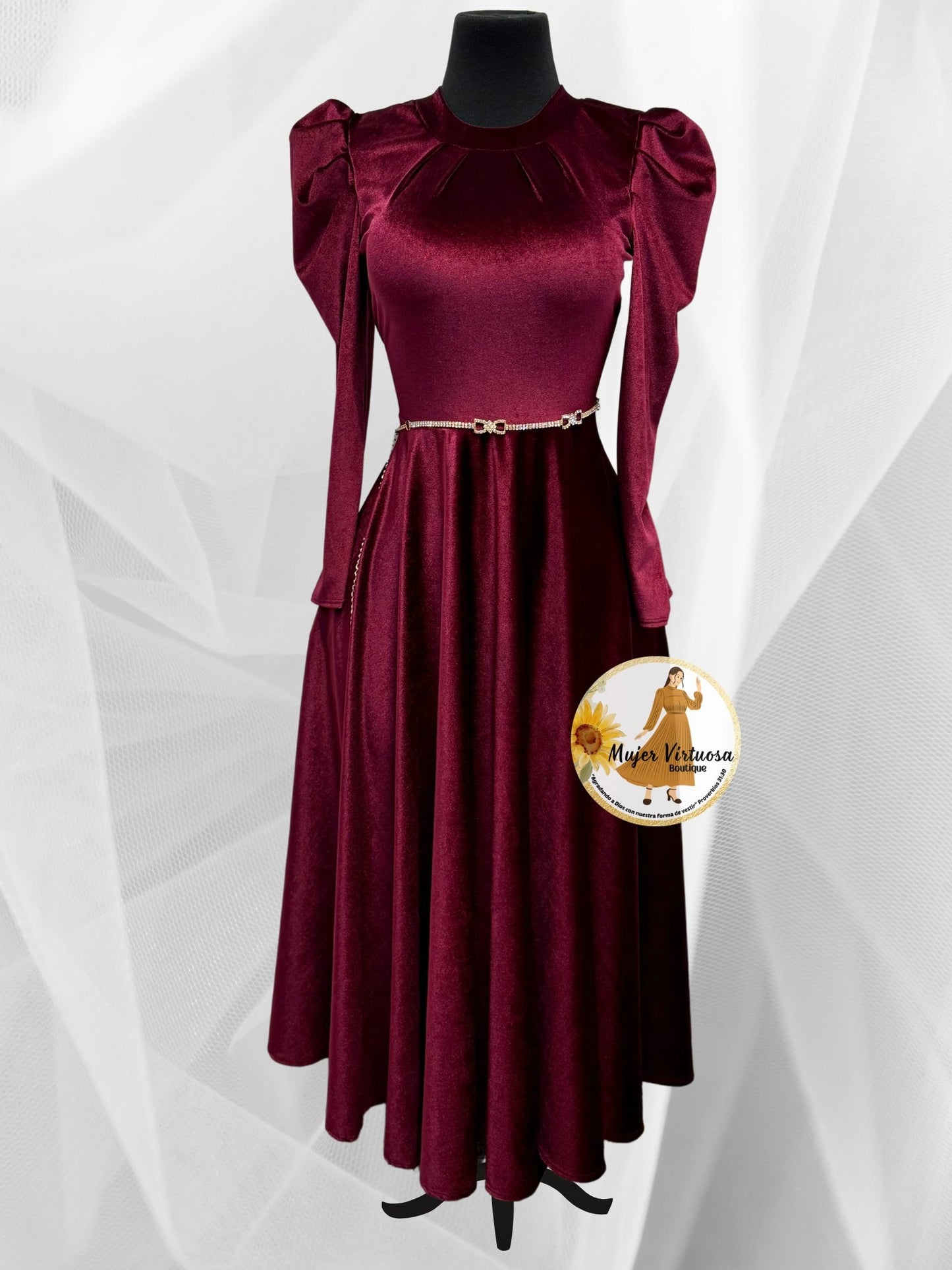 Eloisa Burgundy Velvet Dress