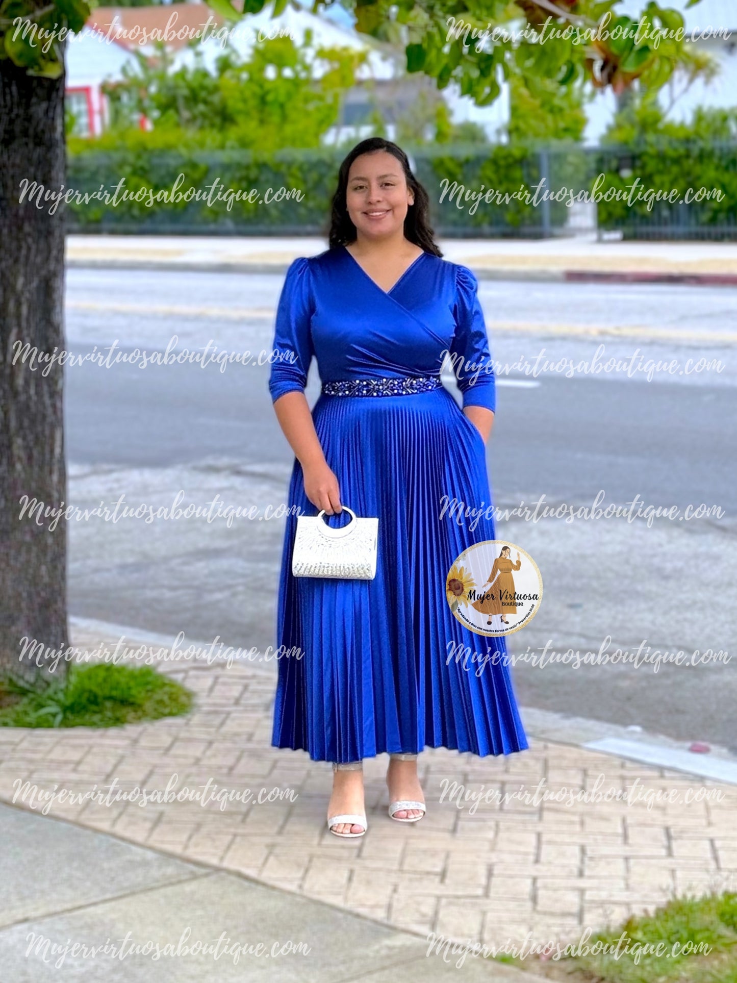 Celine Royal Blue Satin Dress
