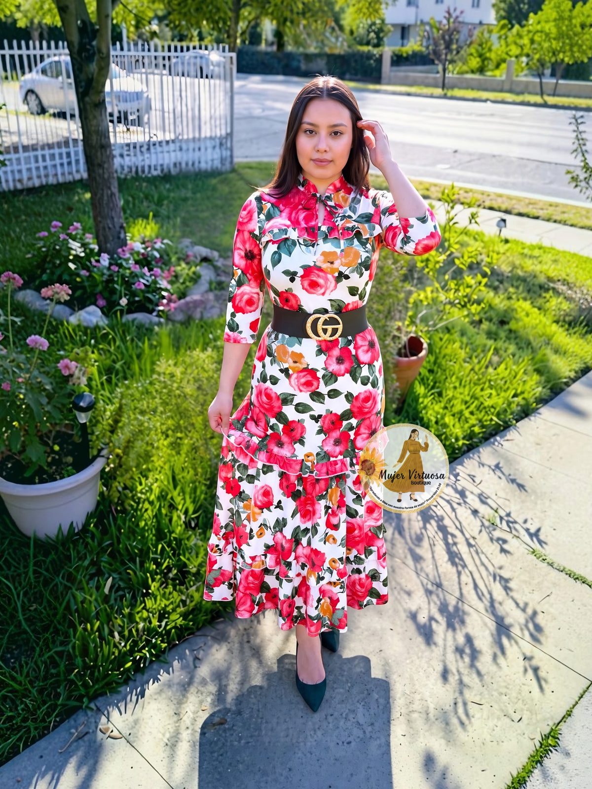 Naomi White with Roses Dress