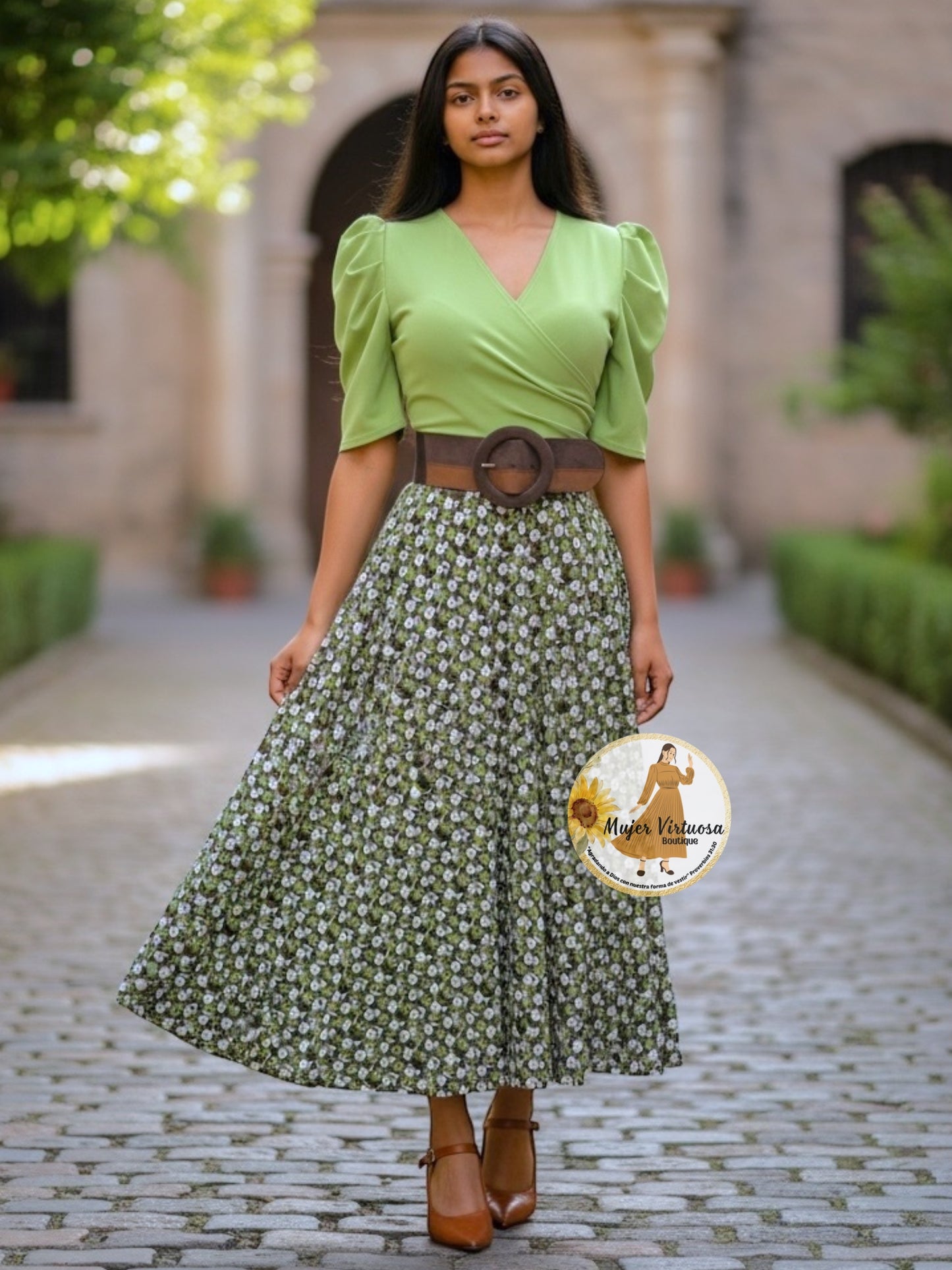 Suri Green/Brown Floral Dress