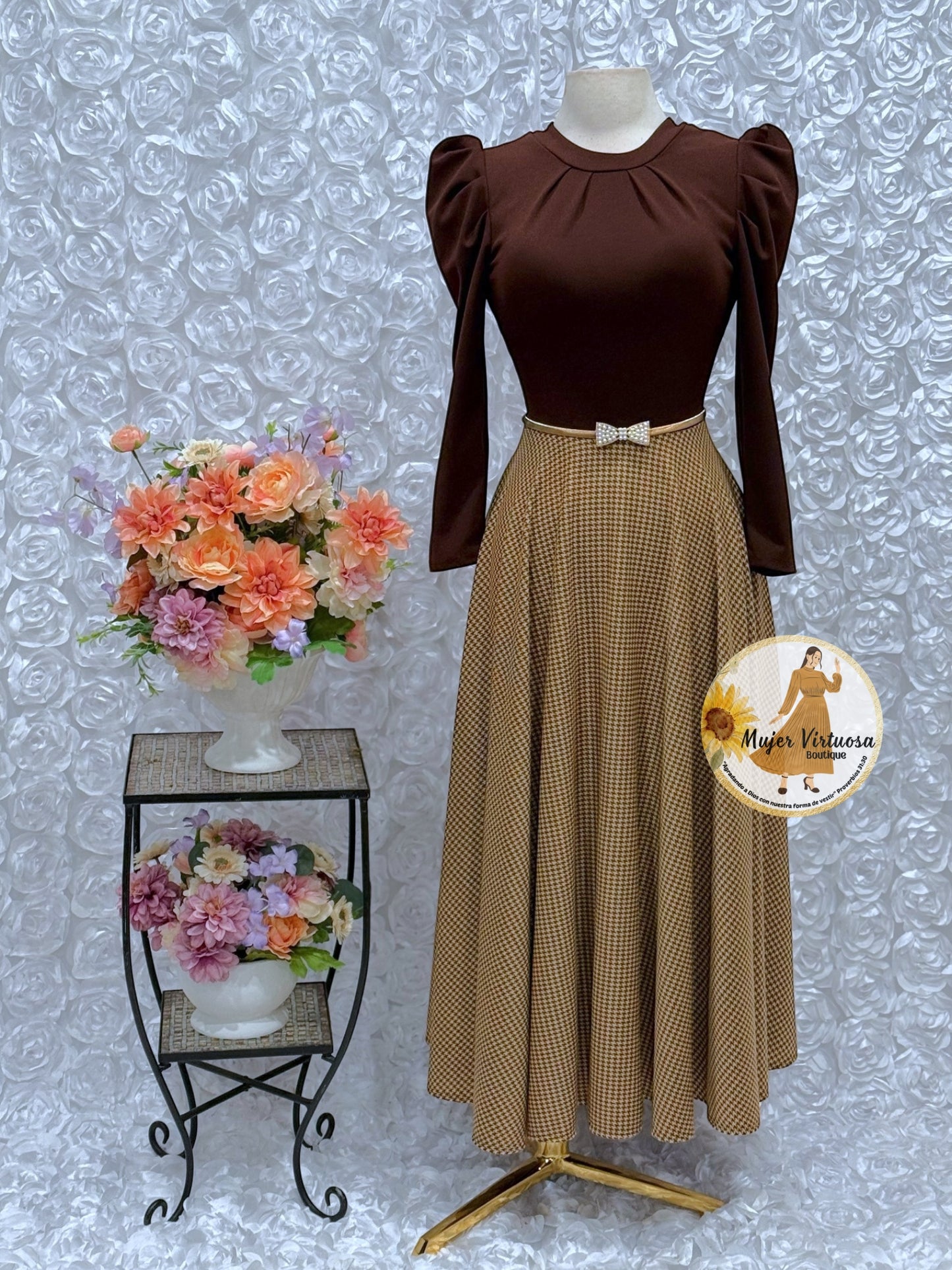 Eloisa Brown Plaid Dress