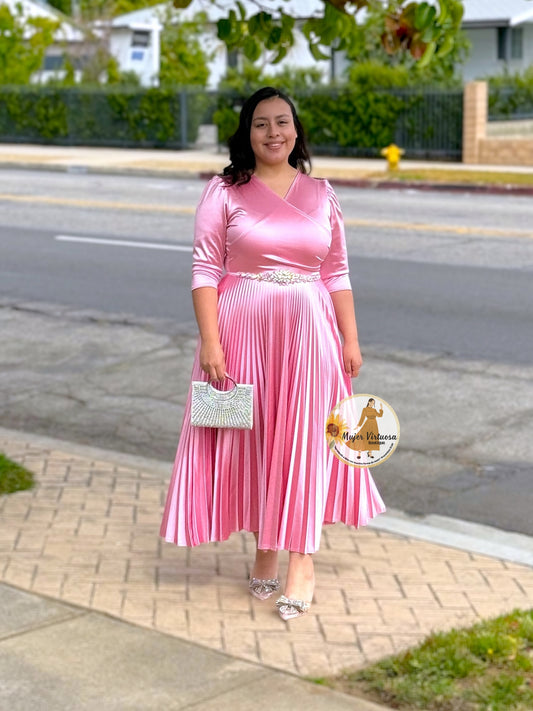 Celine Rose Pink Satin Dress