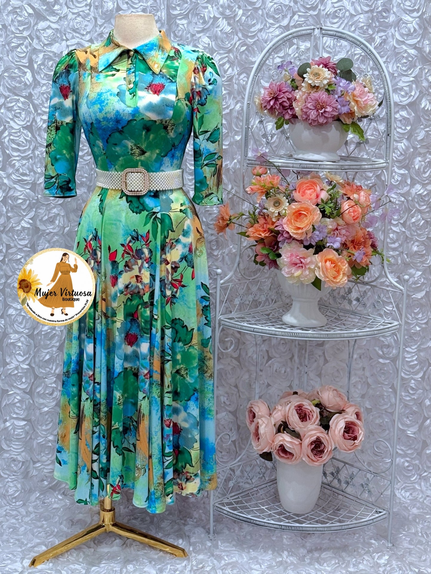 Minerva Green Floral Dress