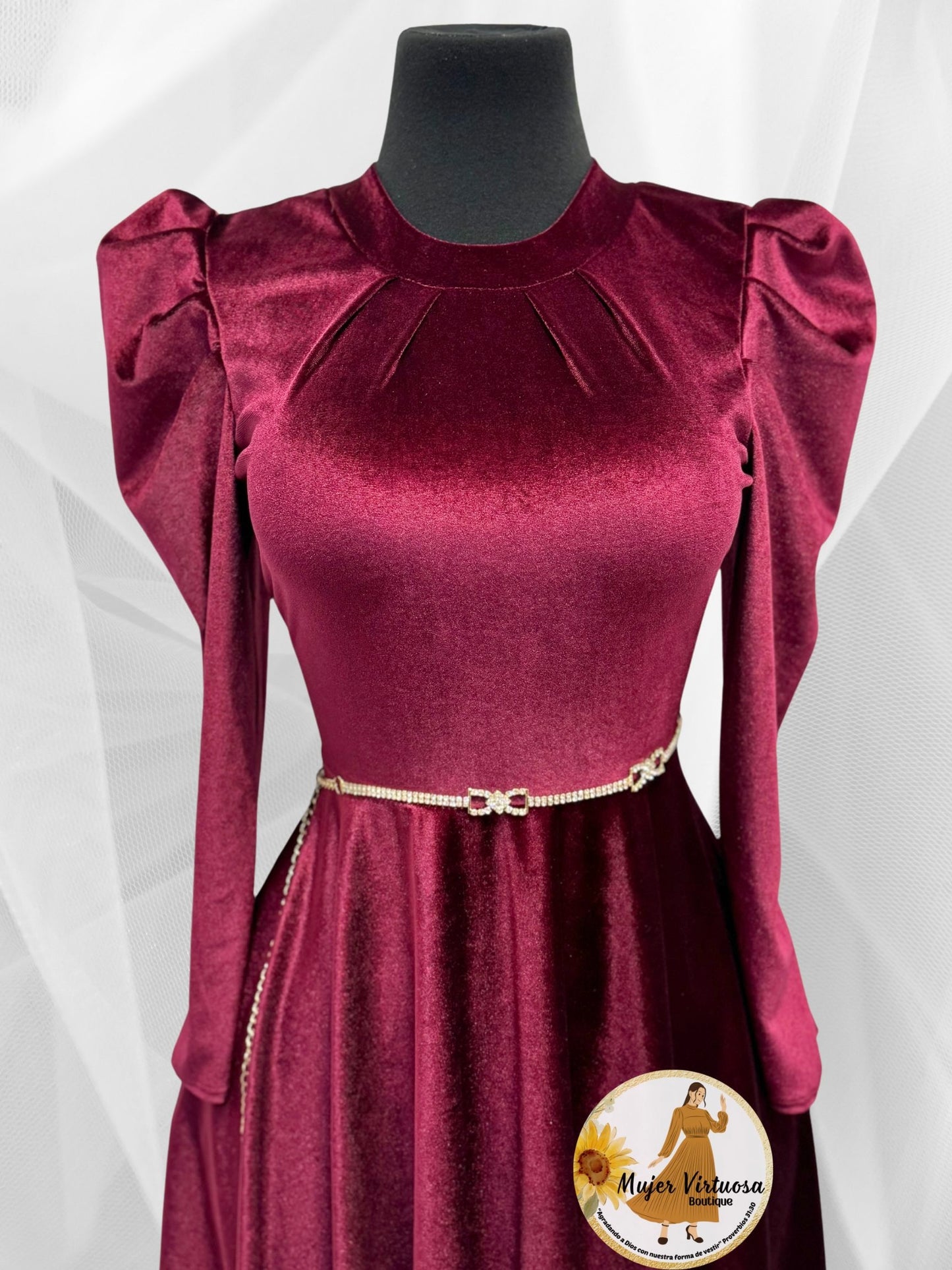 Eloisa Burgundy Velvet Dress