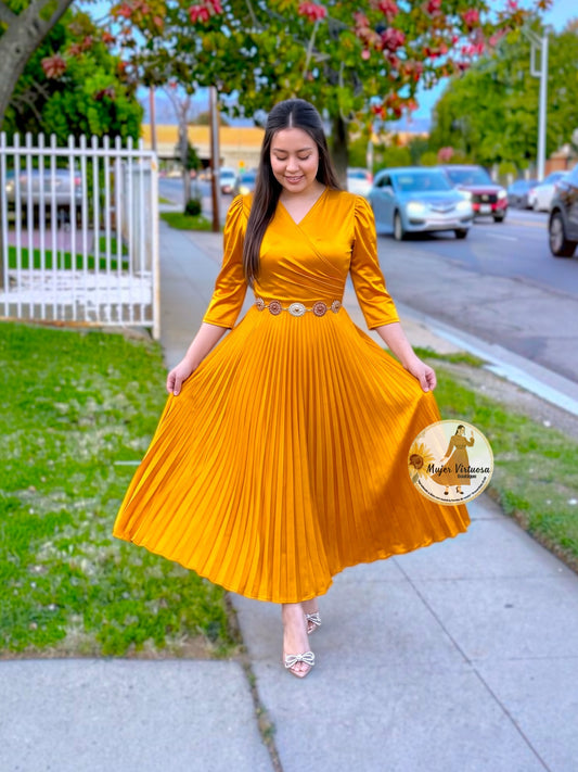 Lucia Mango Yellow Satin Dress