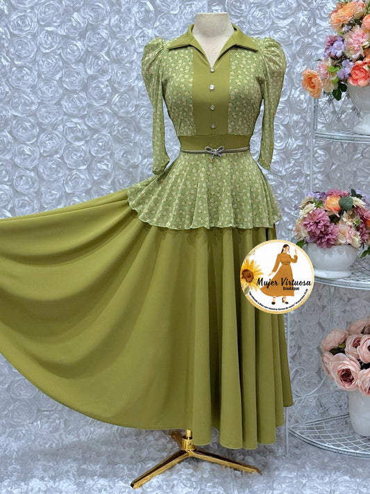 Analy Sage Green Floral Dress