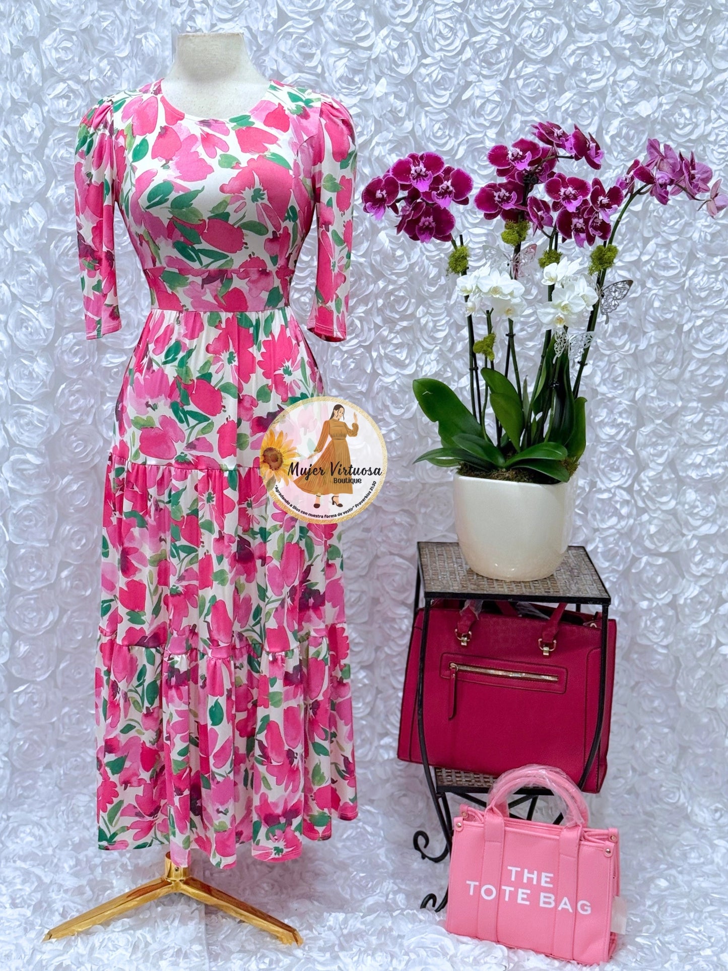 “Sunny days” White/Pink Floral Dress