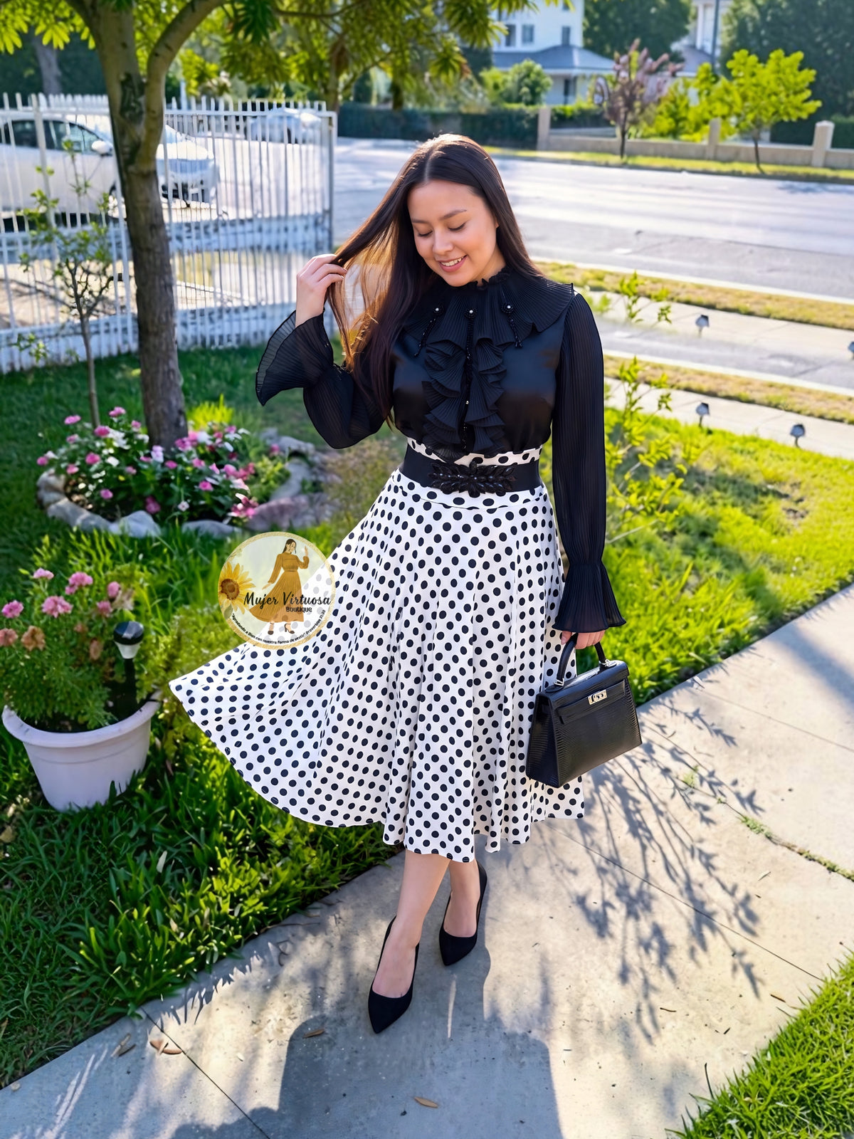 Elegant Black Ruffles Blouse