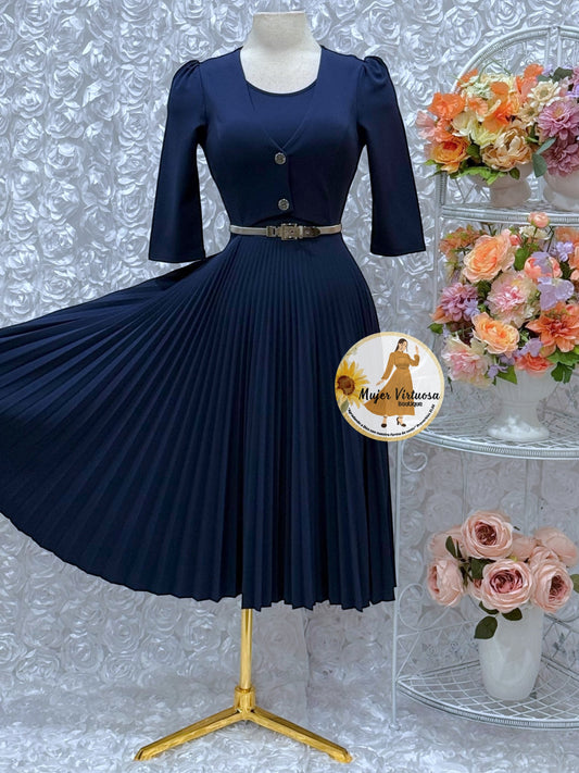 Milena Navy Blazer Midi Dress