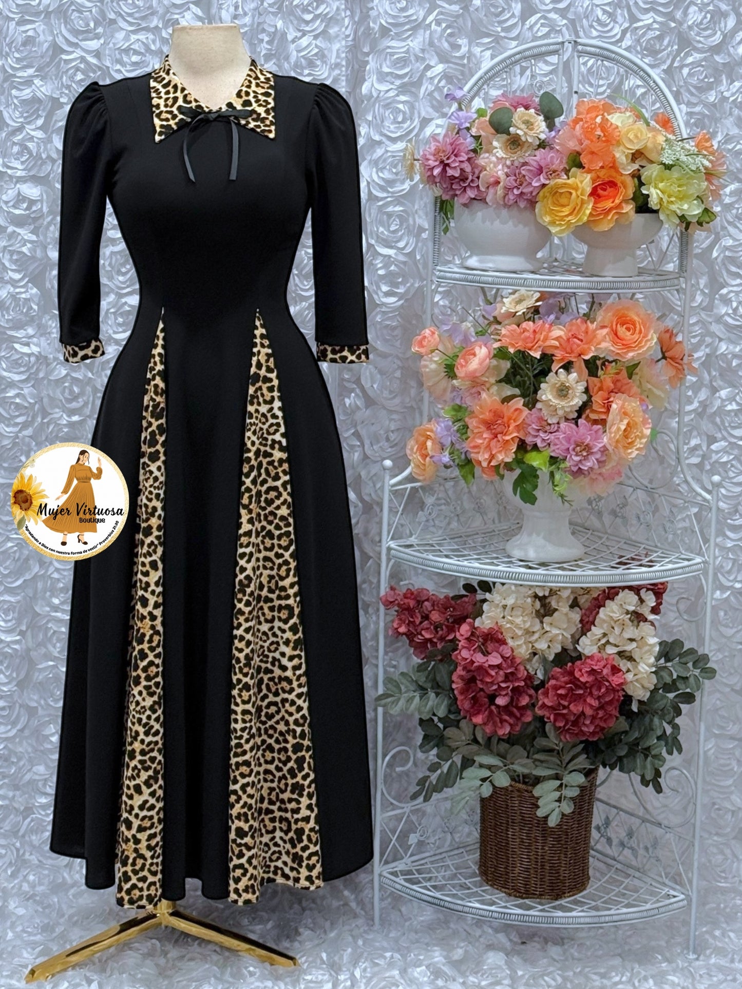 Victoria Black Animal Print Dress