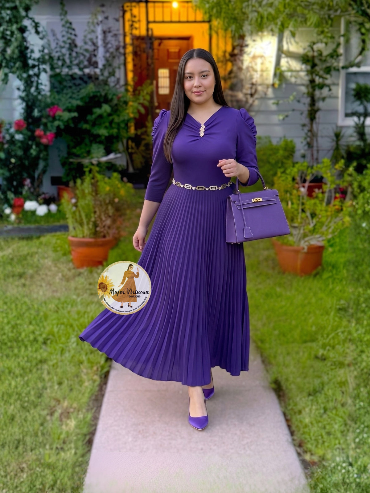 Sasha Violet Brooch Dress