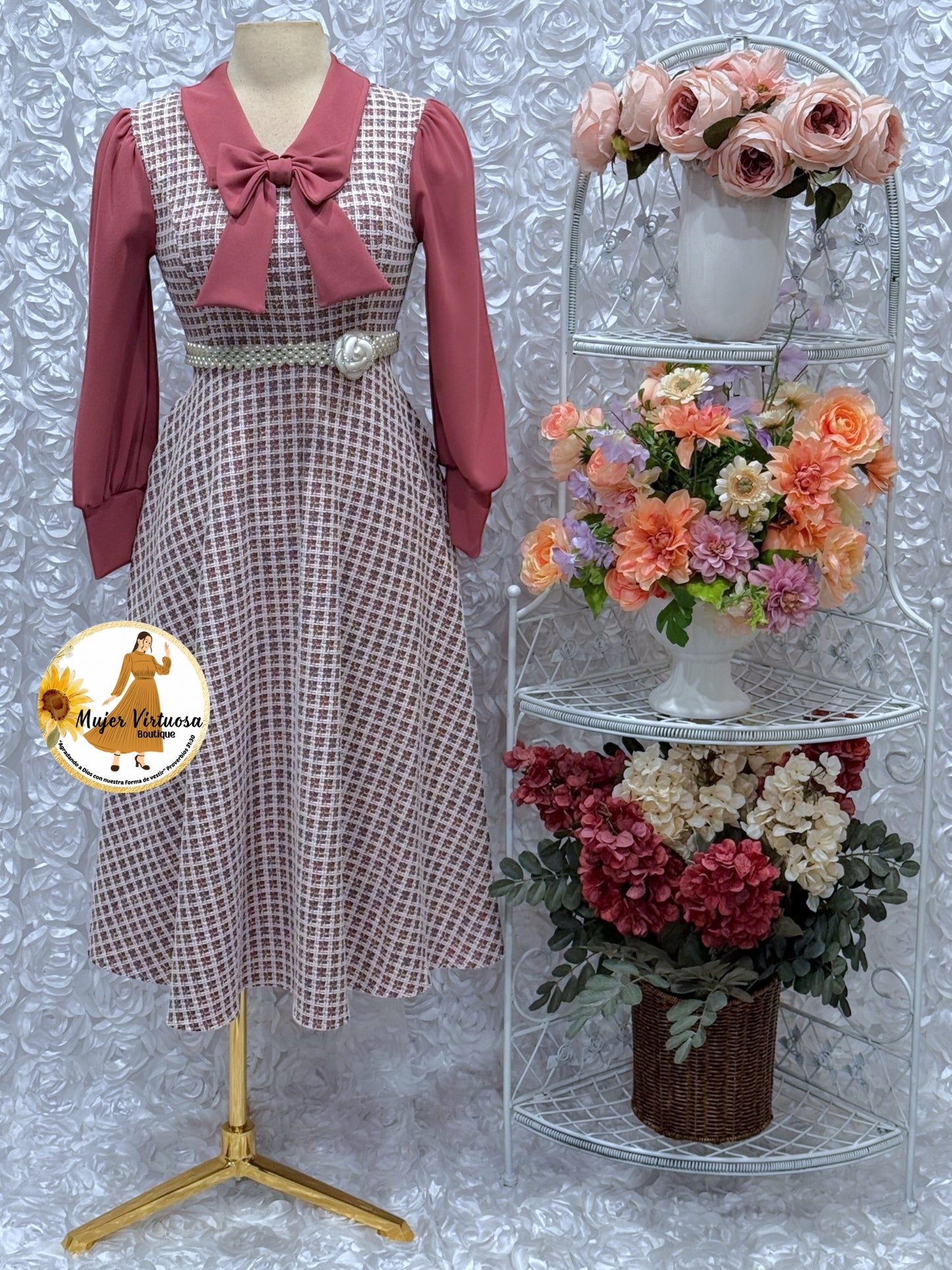 Adara Mauve Tweed Midi Dress