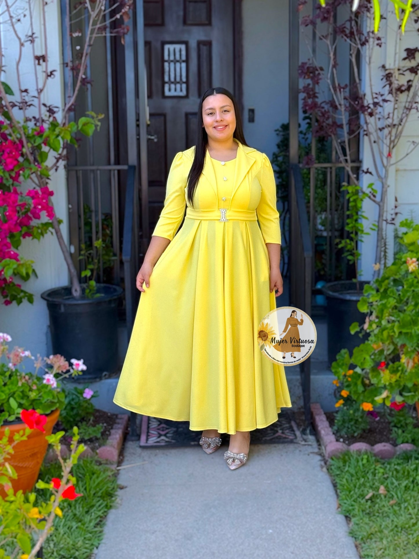 Mariana Yellow Pleats Dress