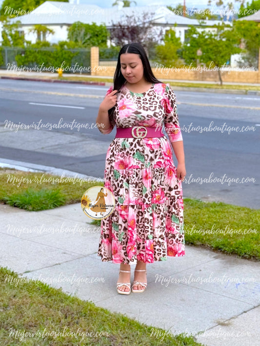 Sofia Fucsia & Animal Print Dress