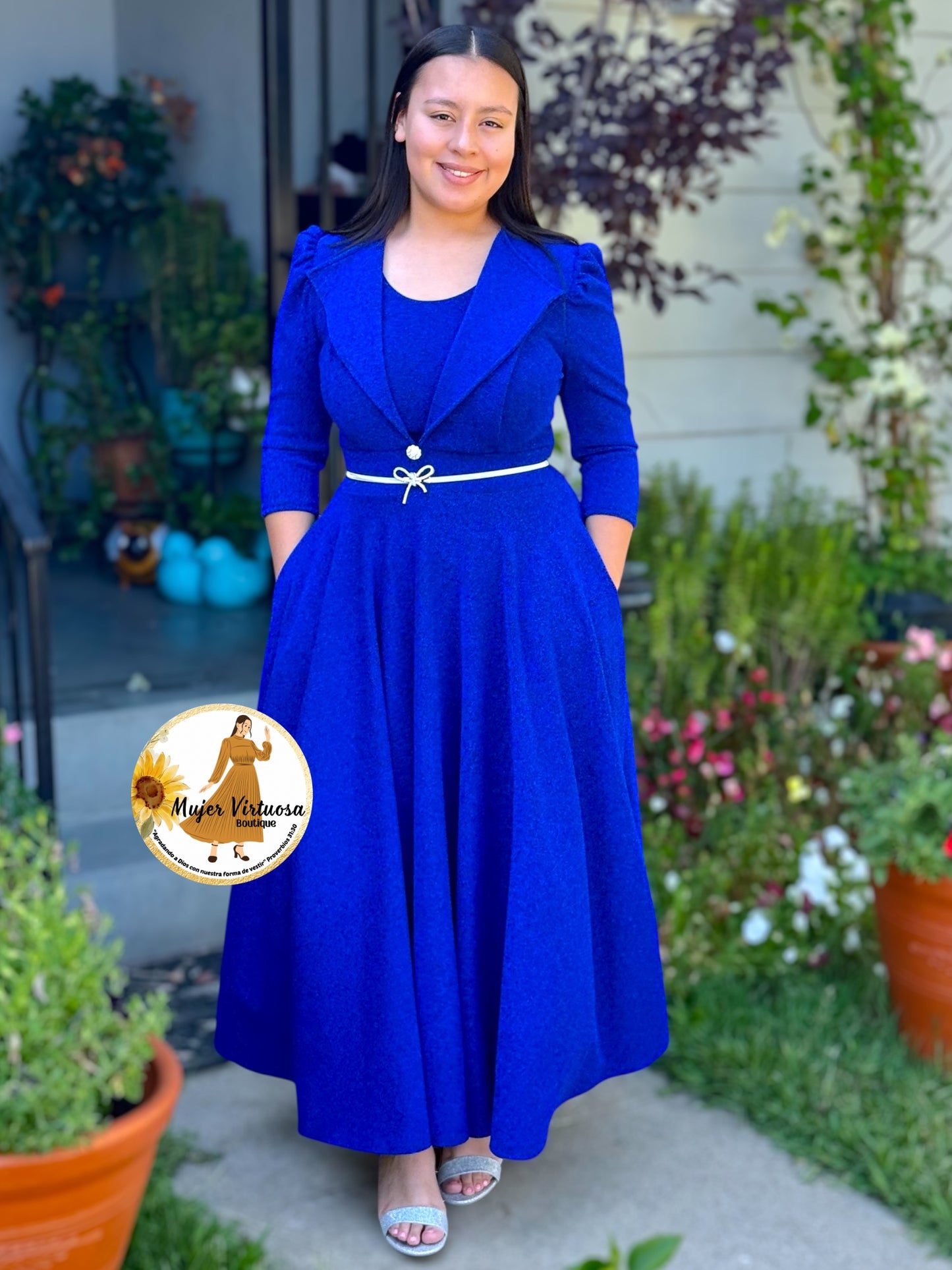 Astrid Royal Blue Shiny Blazer Dress