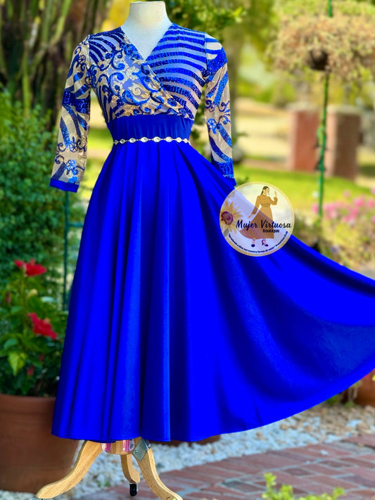 Cecilia Royal Blue Satin Dress