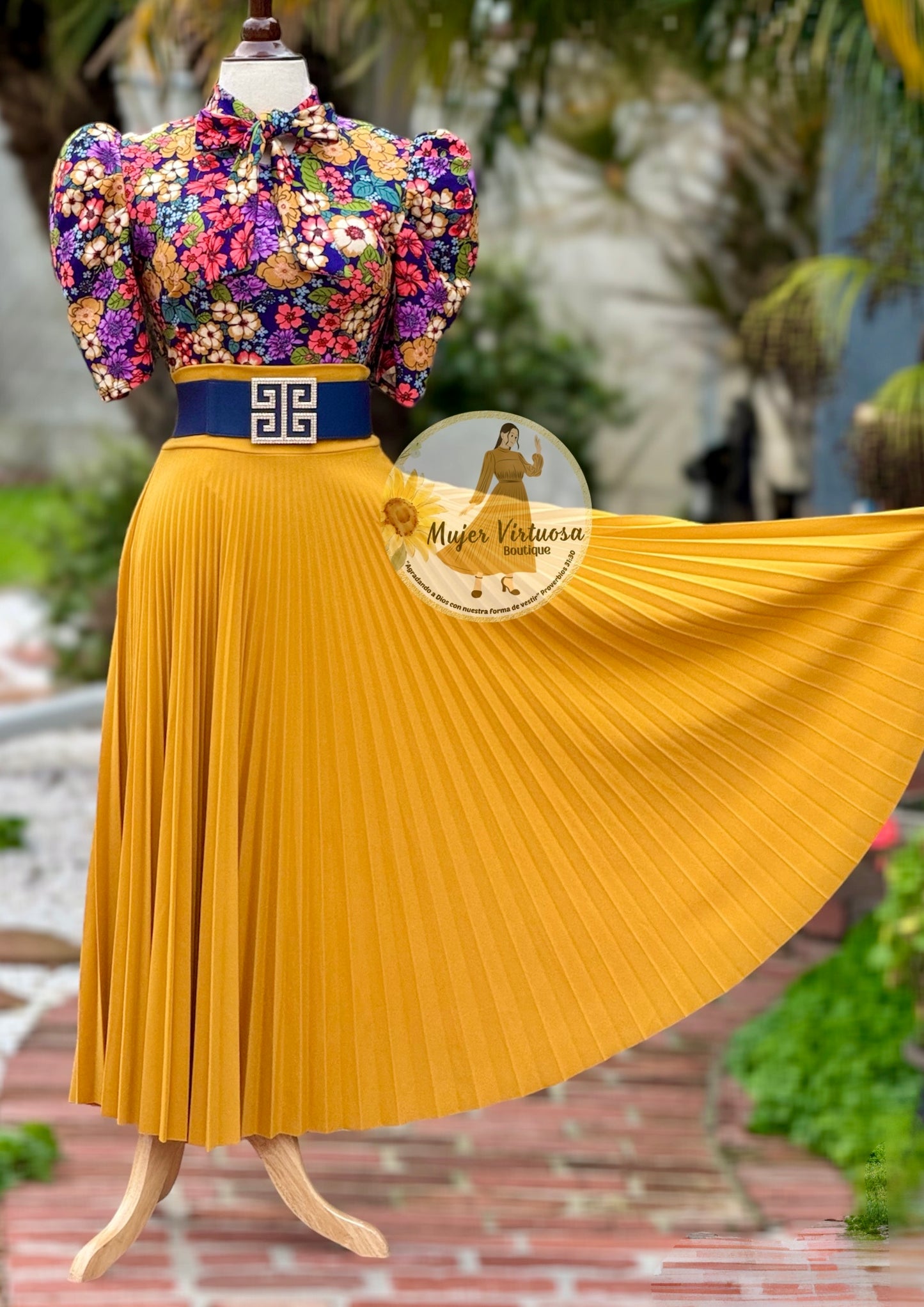 Mustard Pleated Skirt