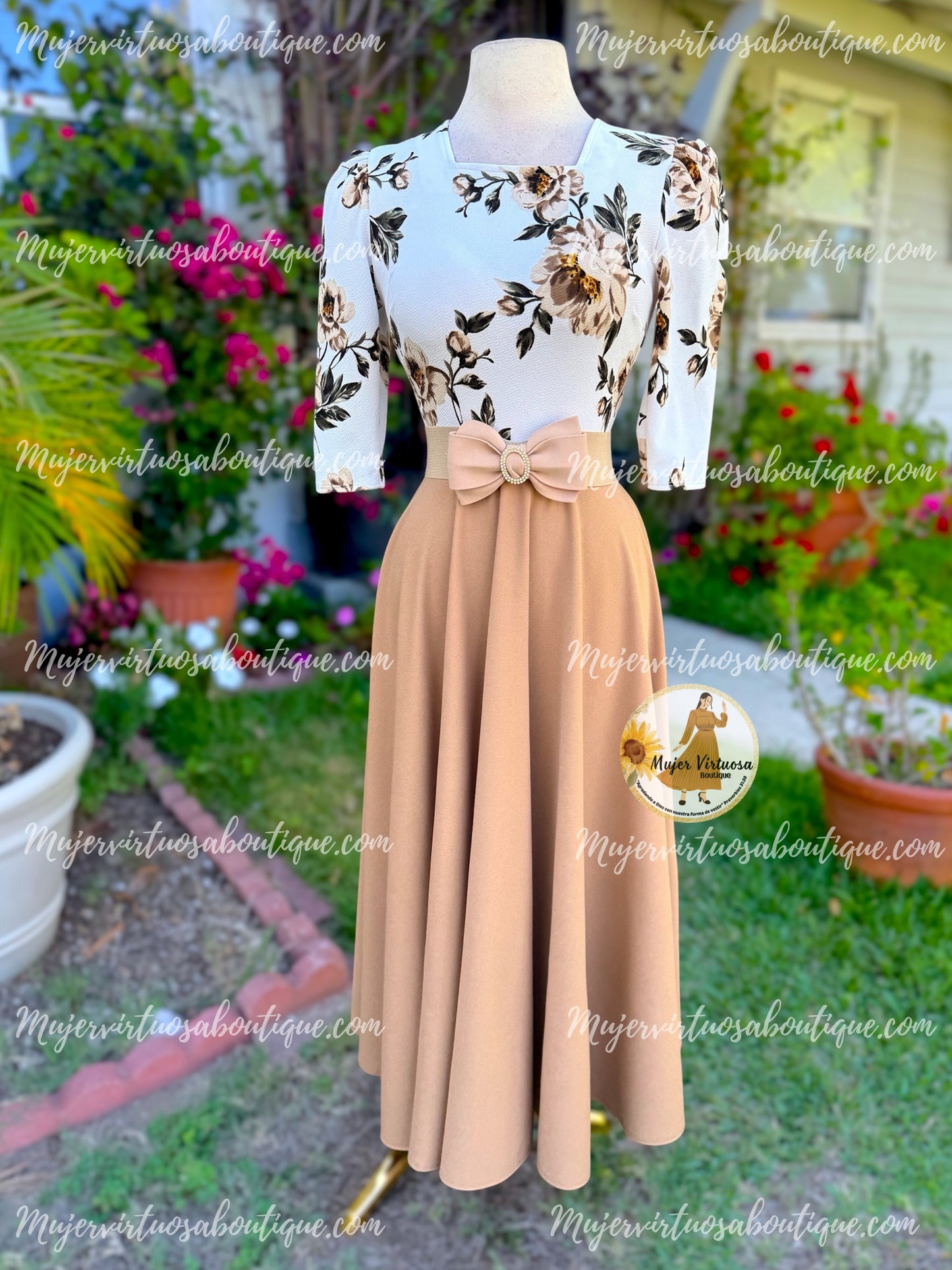 Eunice White & Mocha Dress