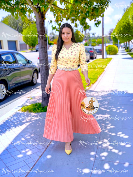 Celine Butter Yellow & Melon Dress