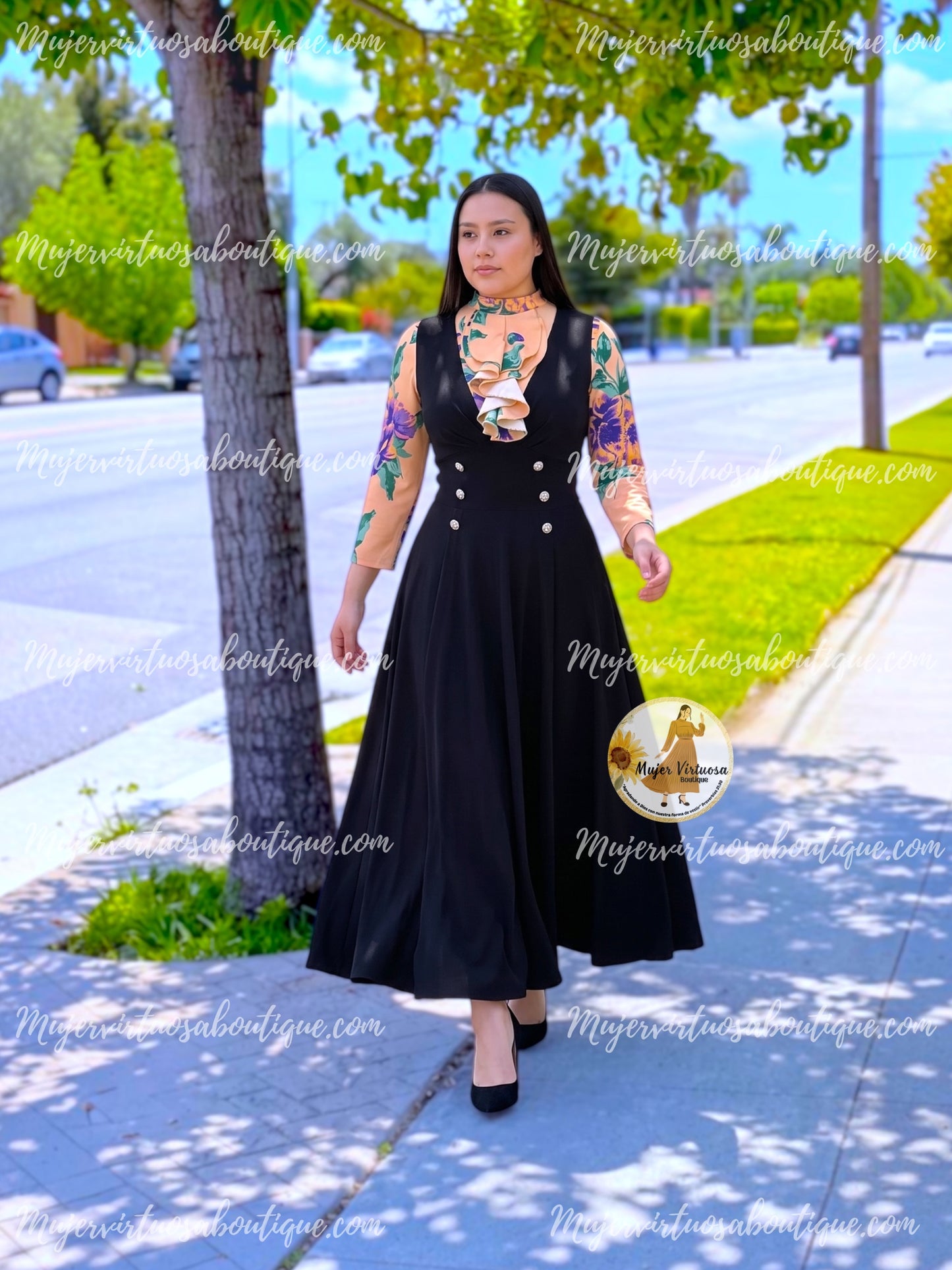 Mindy Black Overall Dress