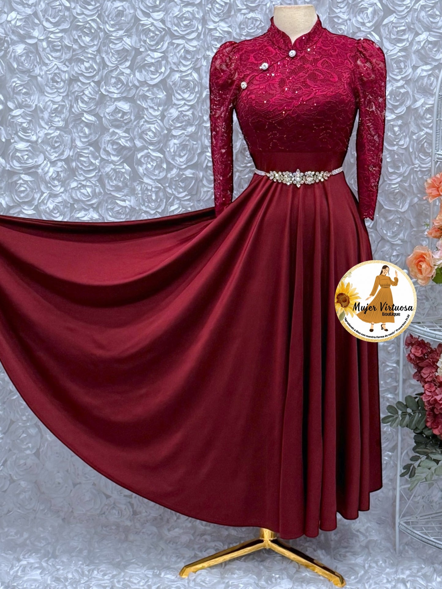 Ivana Wine Lace Dress