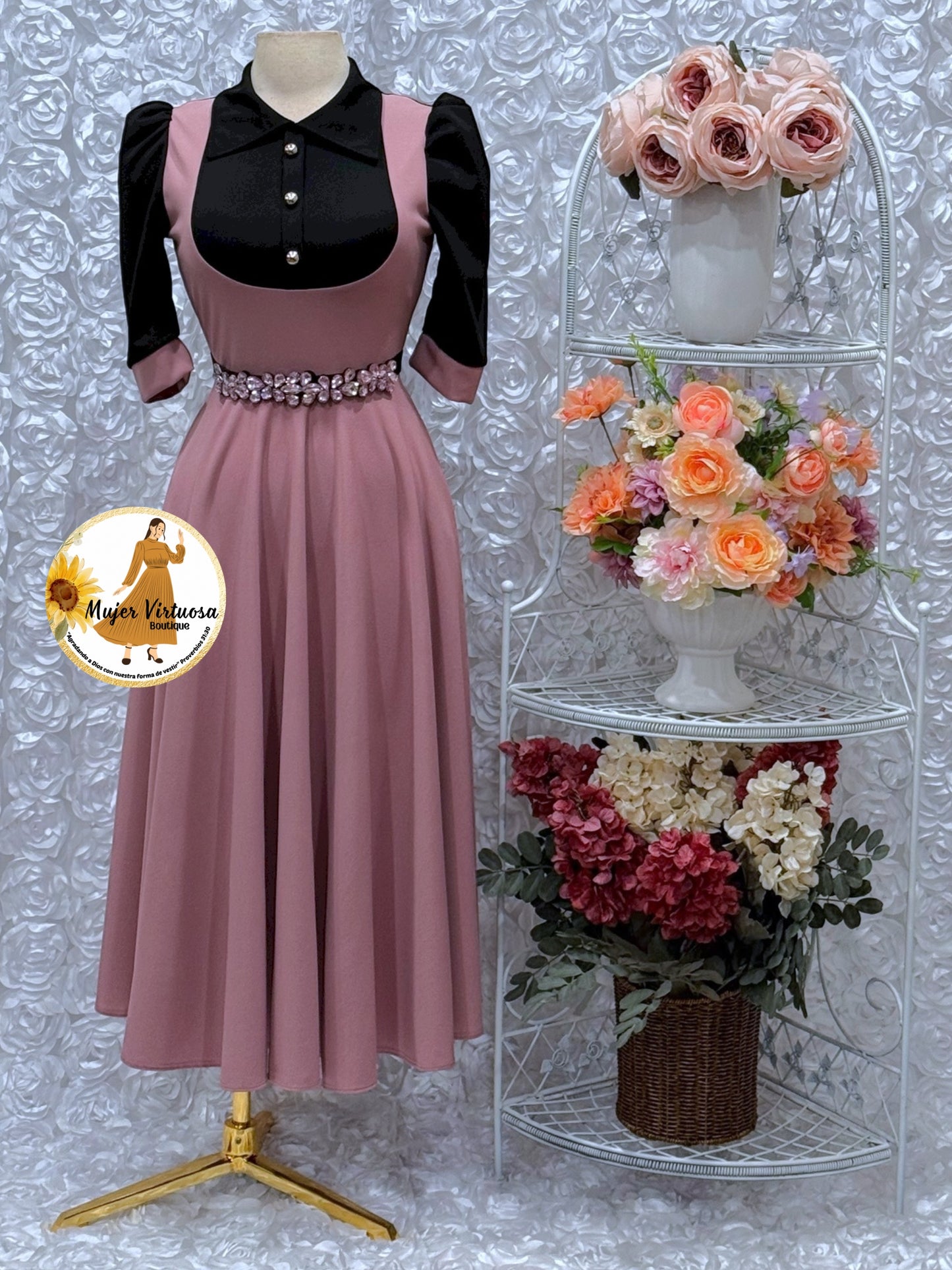 Mauve & Black 2 in 1 Dress