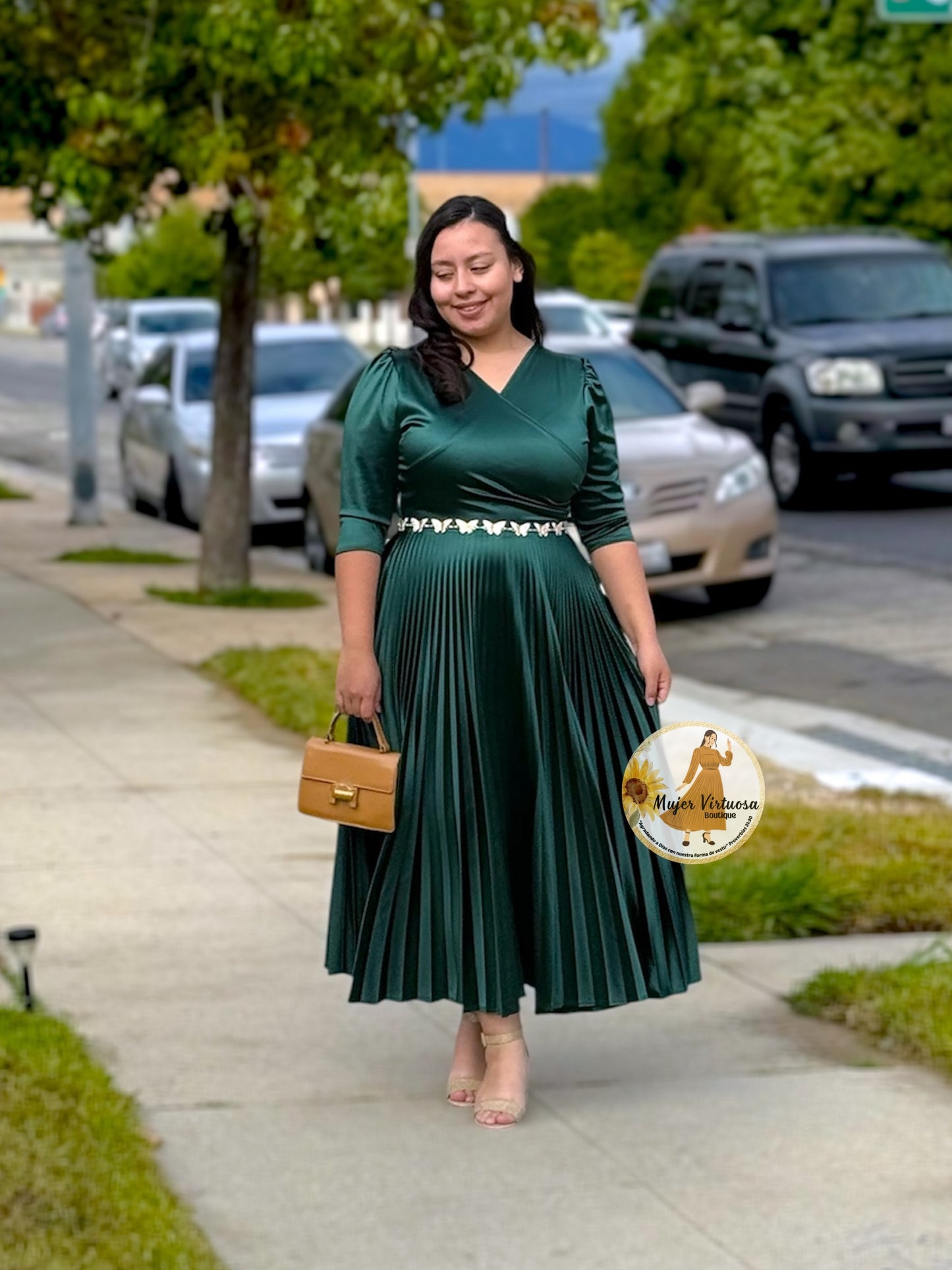 Celine Emerald Green Satin Dress