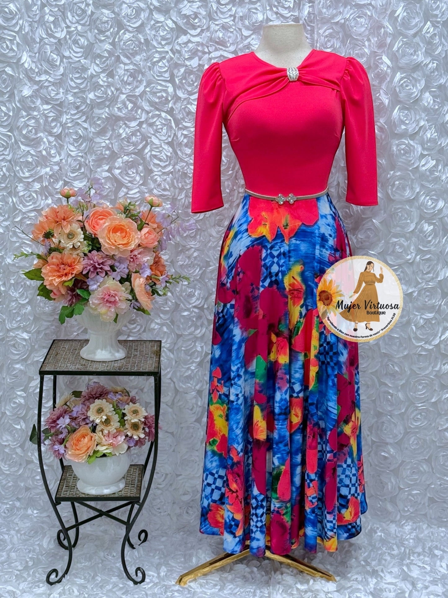 Rosalie Fucsia Colorful Print Dress