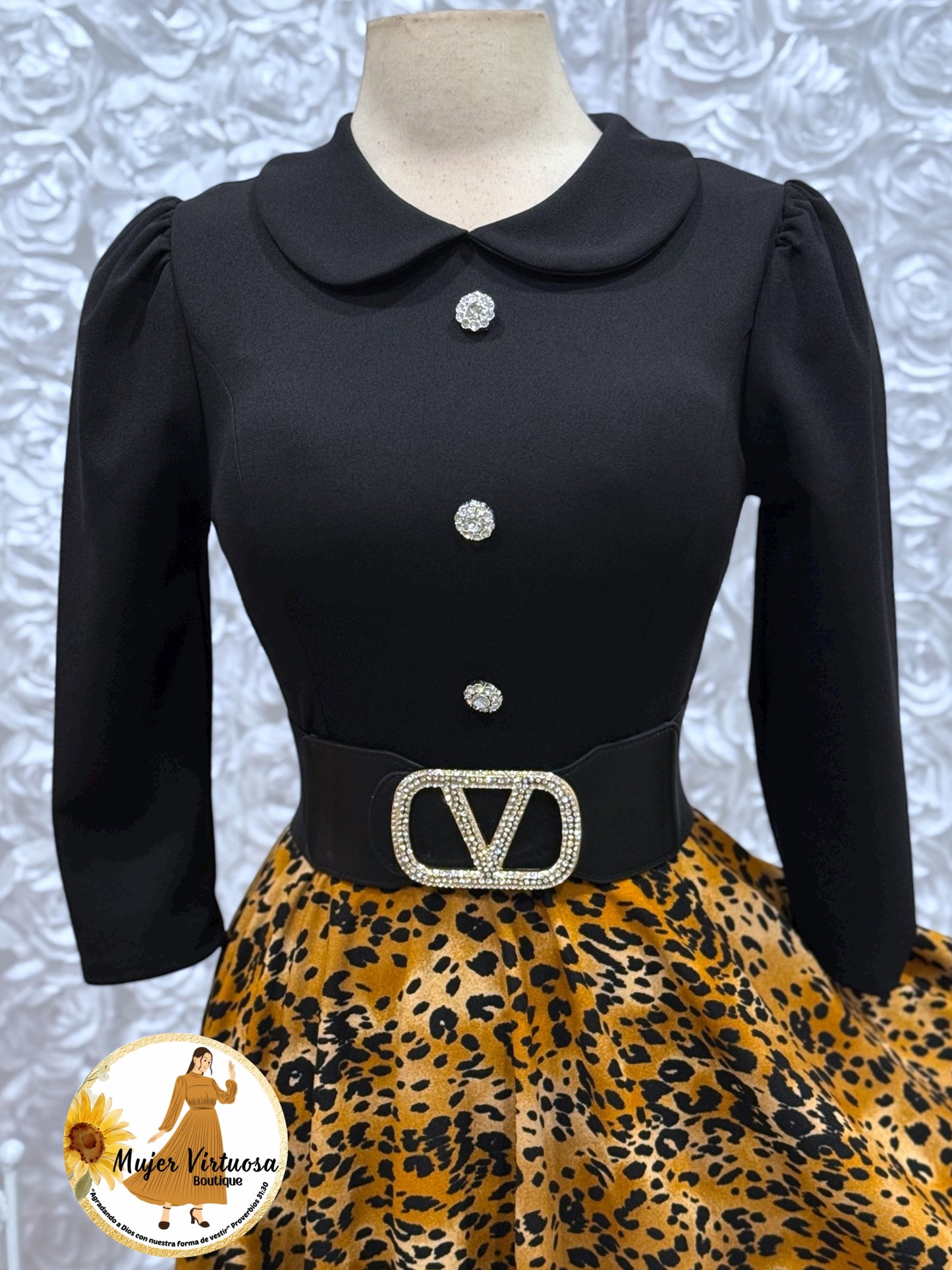 Black & Animal Print Dress