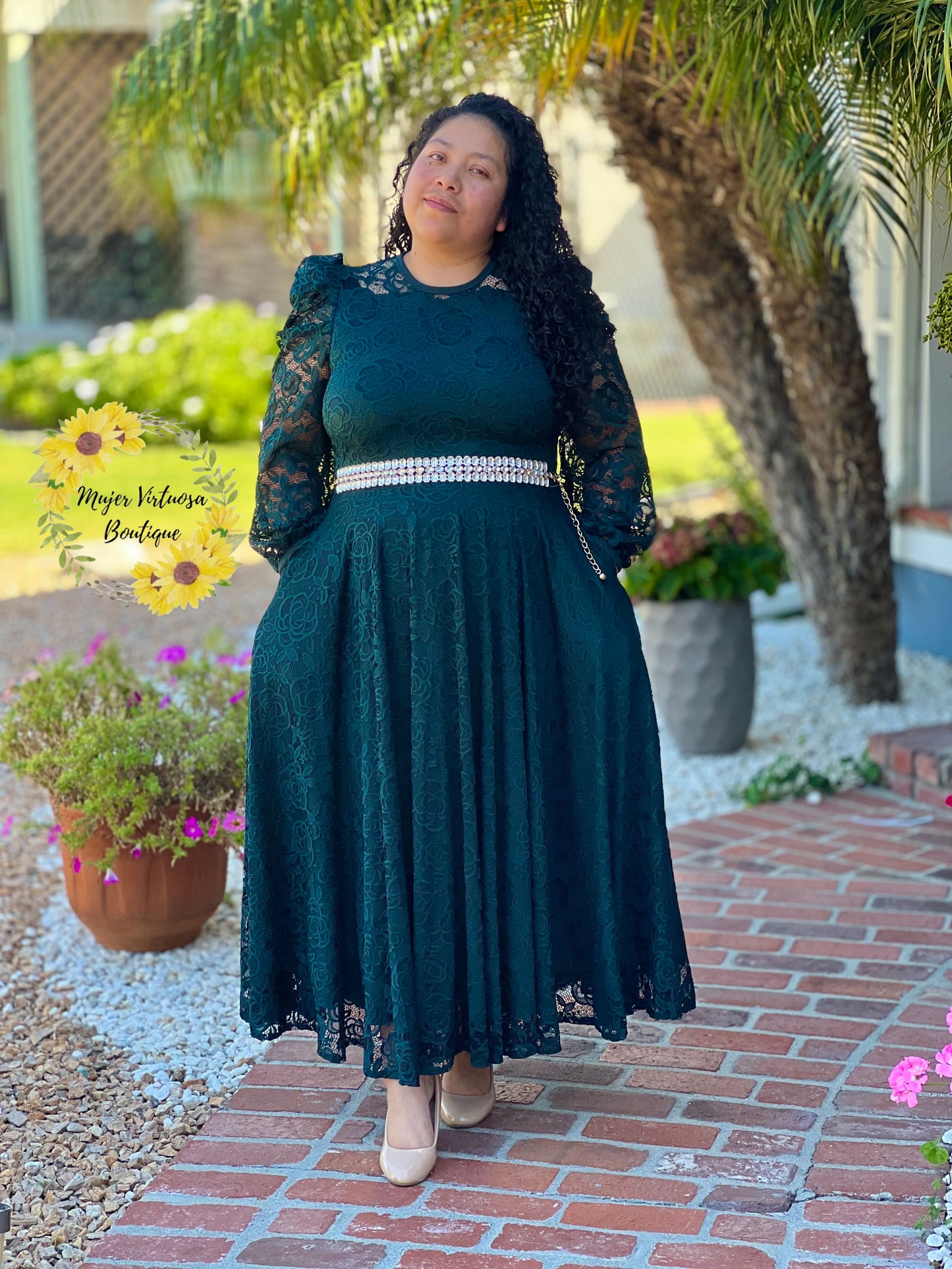 Ophelia Emerald Lace Dress